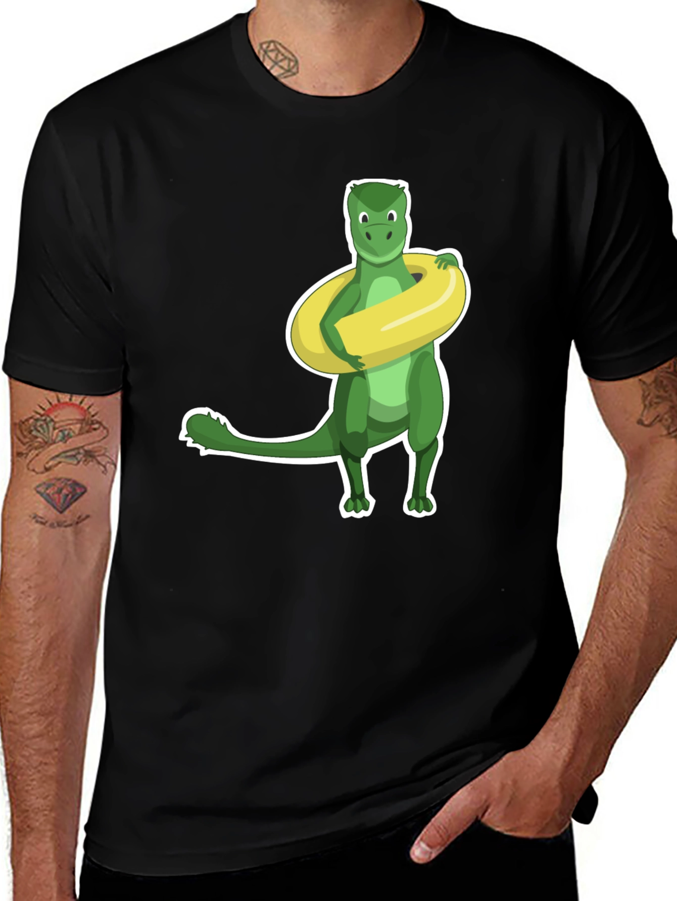 Variant 13 of Dino Swim Ring Tee - Fun Summer T-Shirt