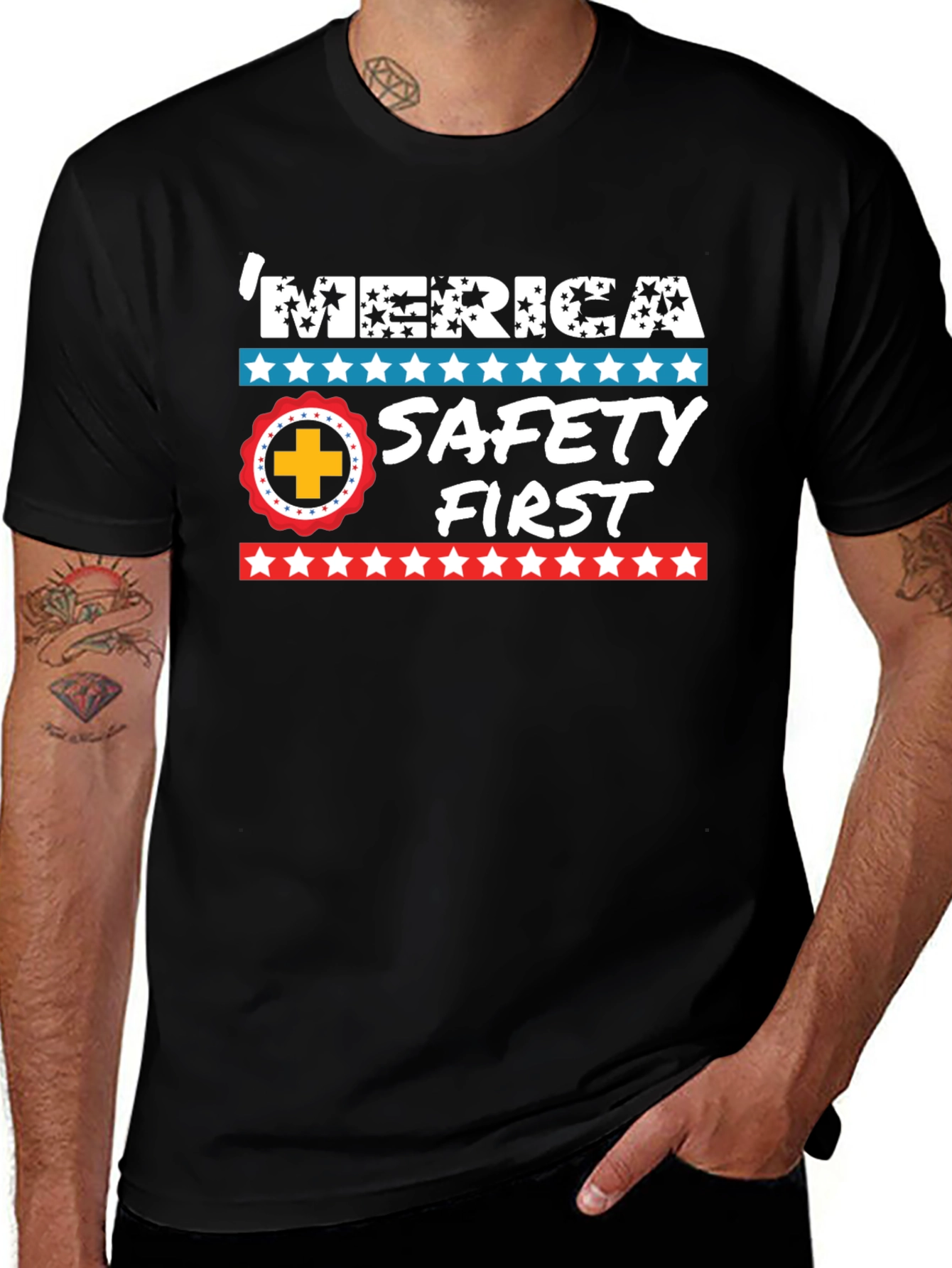 Variant 27 of  Patriotic Safety First Graphic T-Shirt