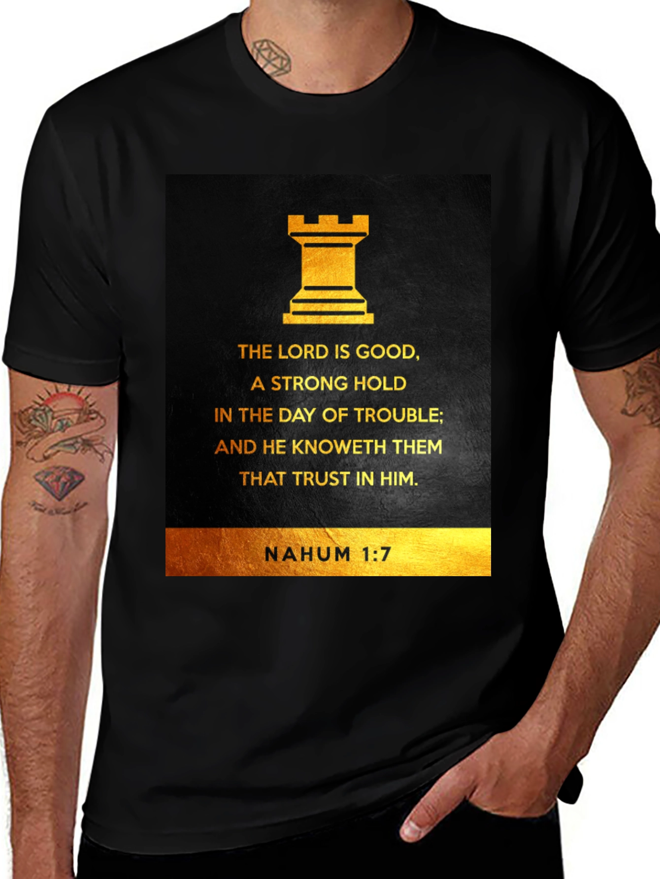Nahum 1:7 Christian T-Shirt - The Lord Is Good