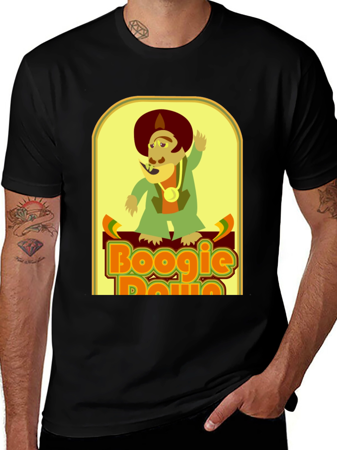 Variant 13 of Boogie Down Cartoon Graphic Black T-Shirt