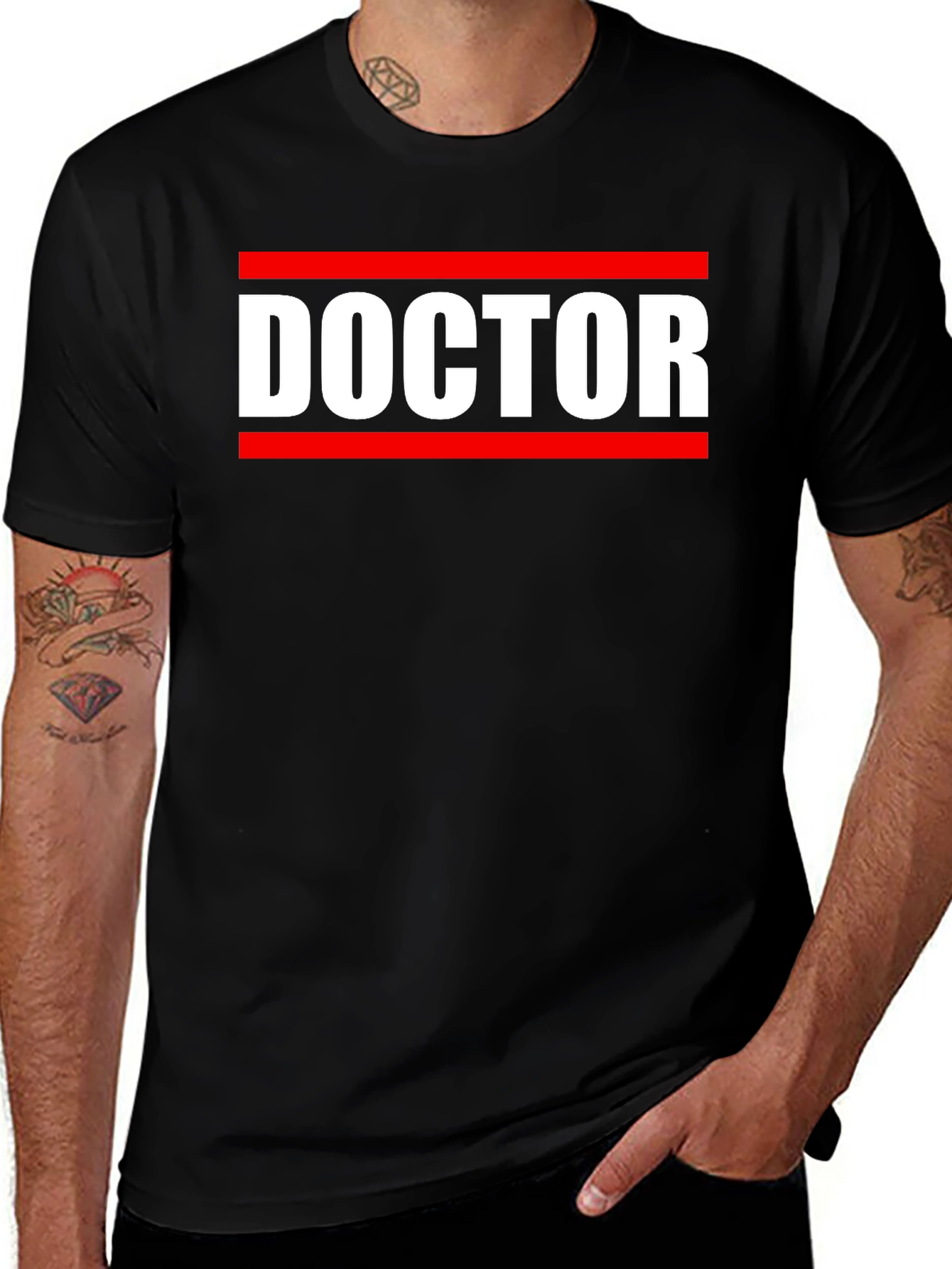 Variant 17 of Doctor Graphic T-Shirt - Black Crew Neck Tee