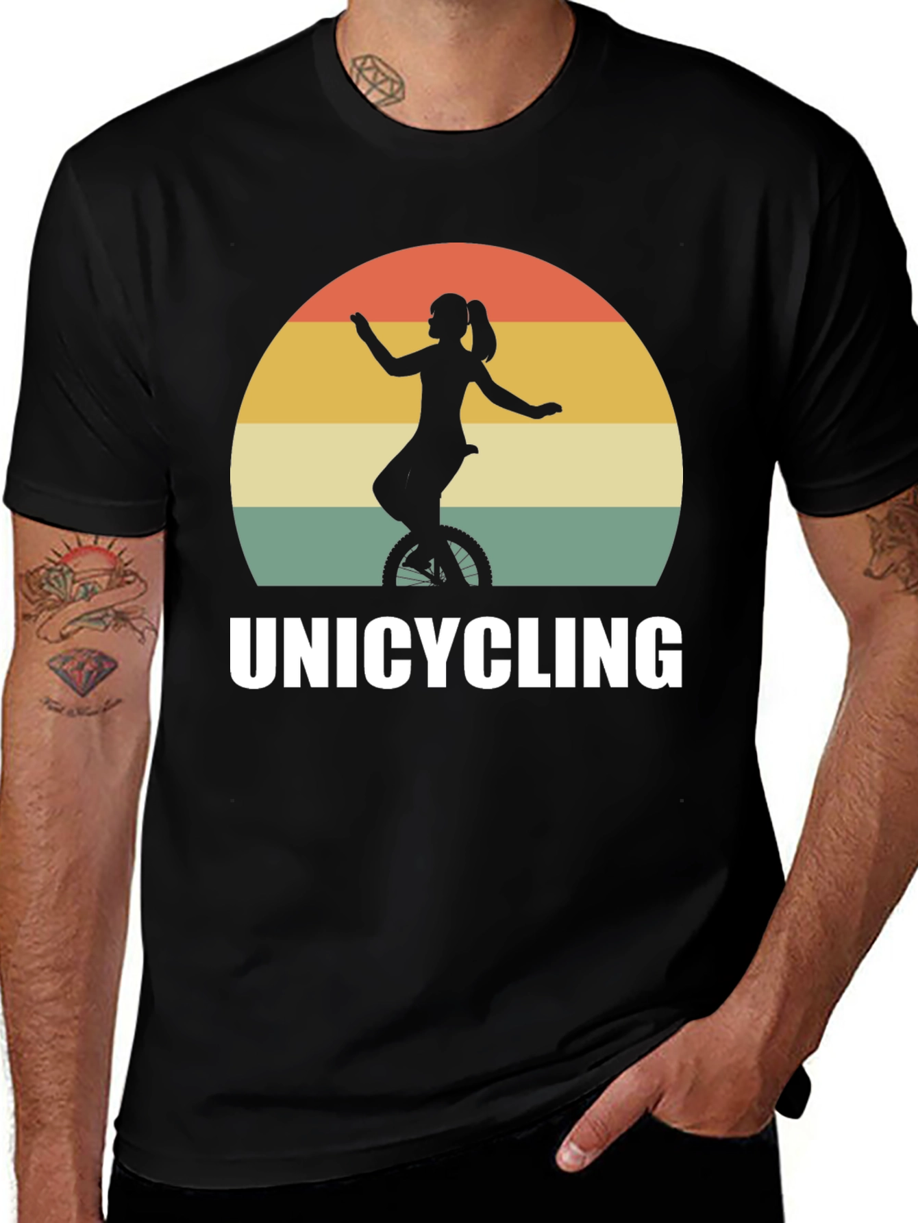 Variant 20 of Unicycling Retro Sunset T-Shirt
