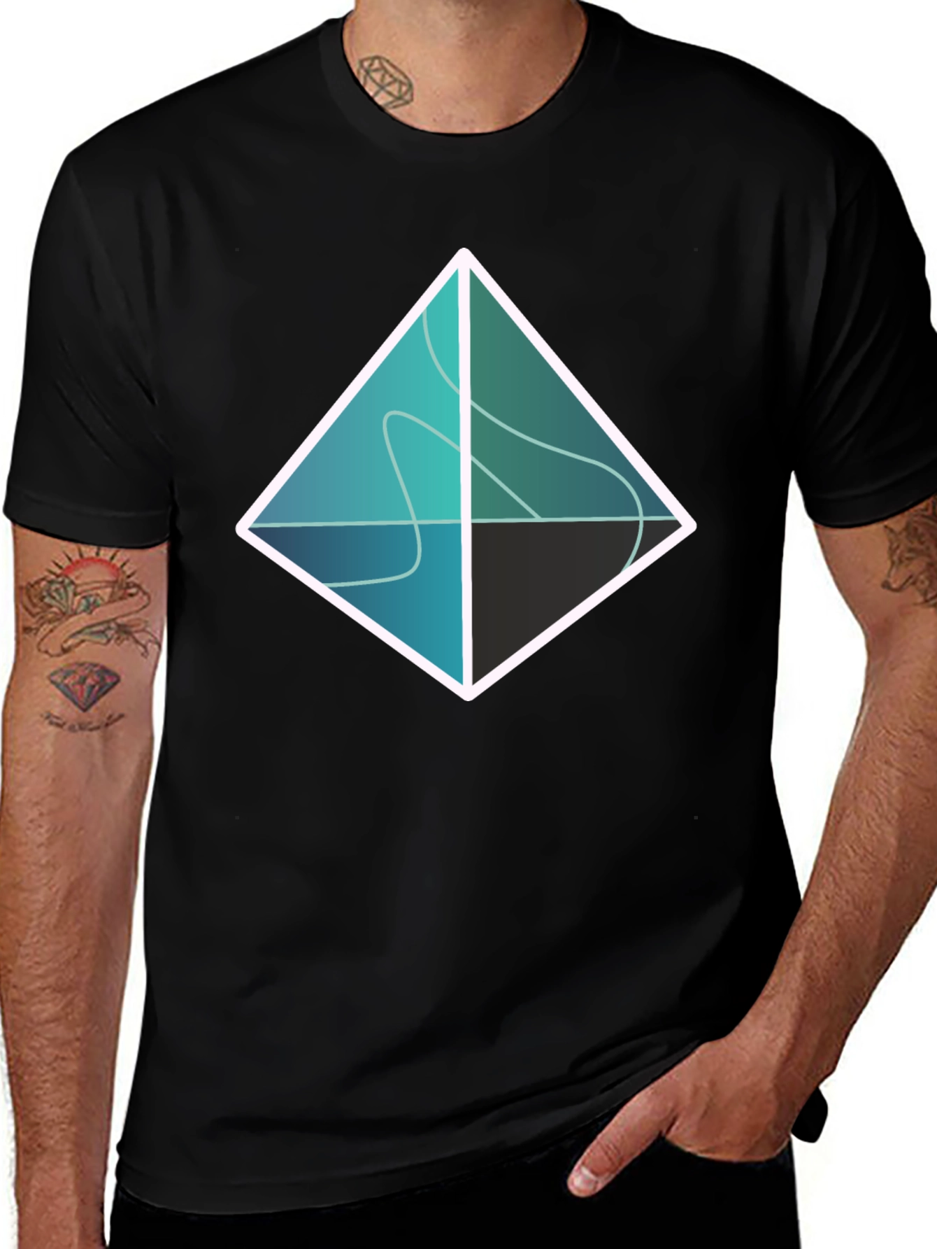 Variant 23 of Abstract Geometric Diamond Graphic Tee - Black