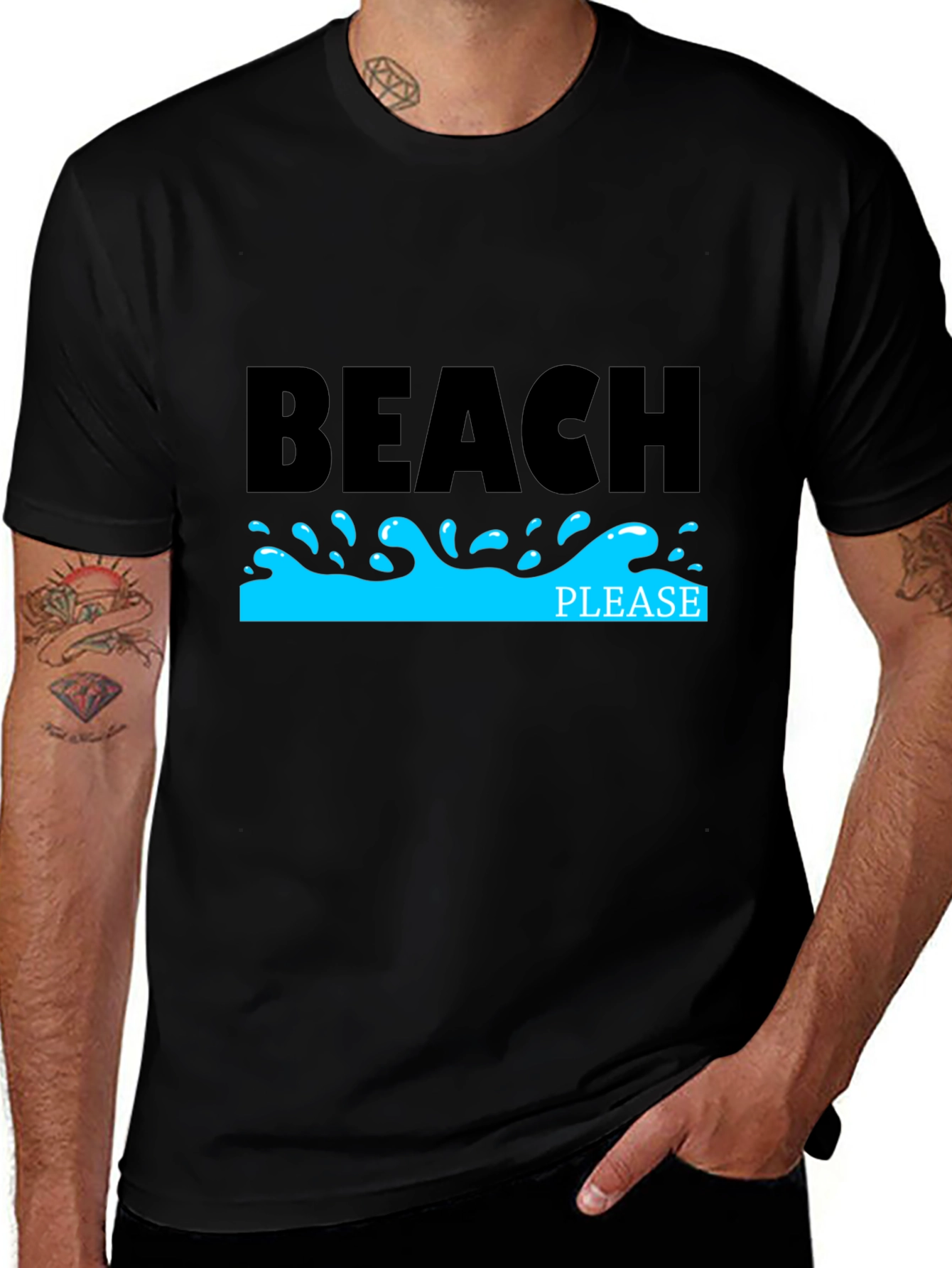 Variant 9 of Beach Please Black T-Shirt