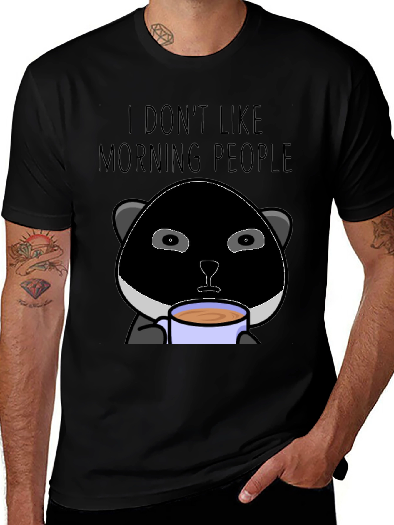 Variant 8 of I Don't Like Morning People Panda Graphic T-Shirt