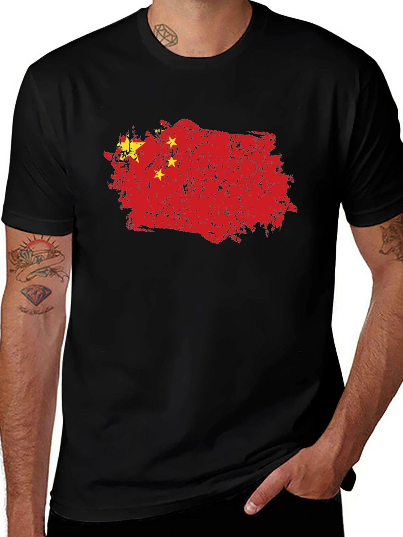 China Flag Graphic T-Shirt - Grunge Style