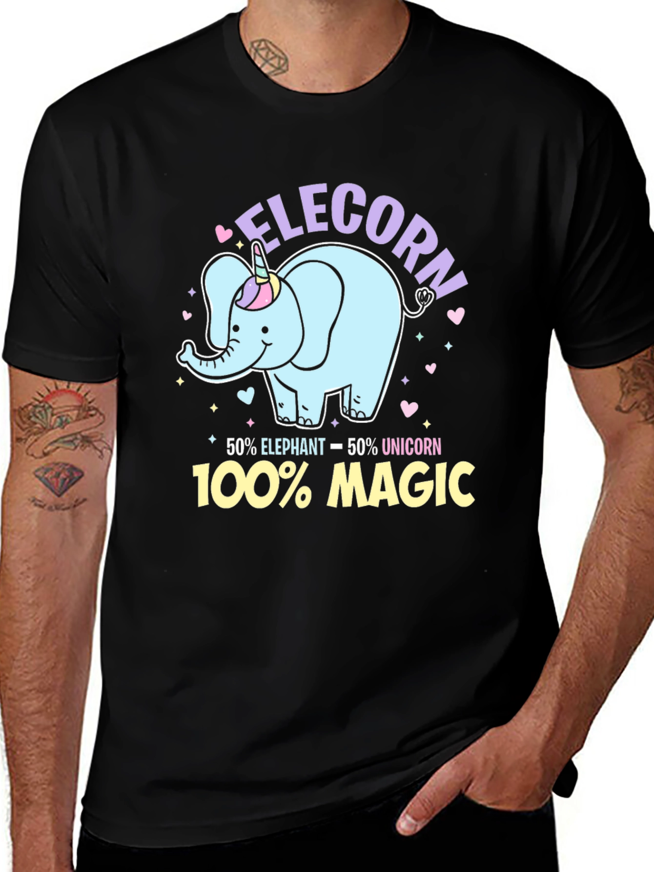 Elecorn Graphic Tee - 100% Magic Elephant Unicorn Shirt