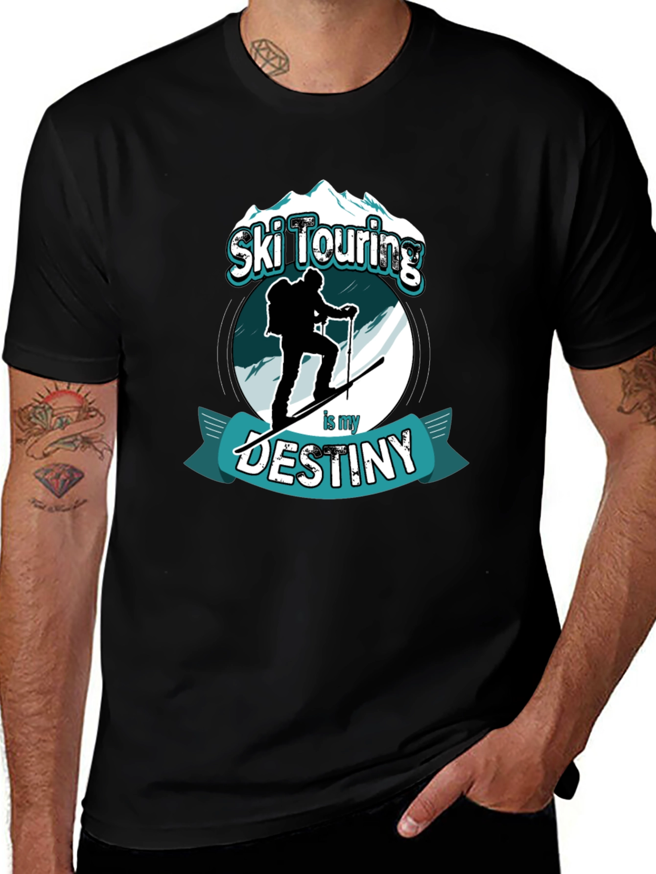 Variant 10 of Ski Touring Destiny T-Shirt Black Graphic Tee