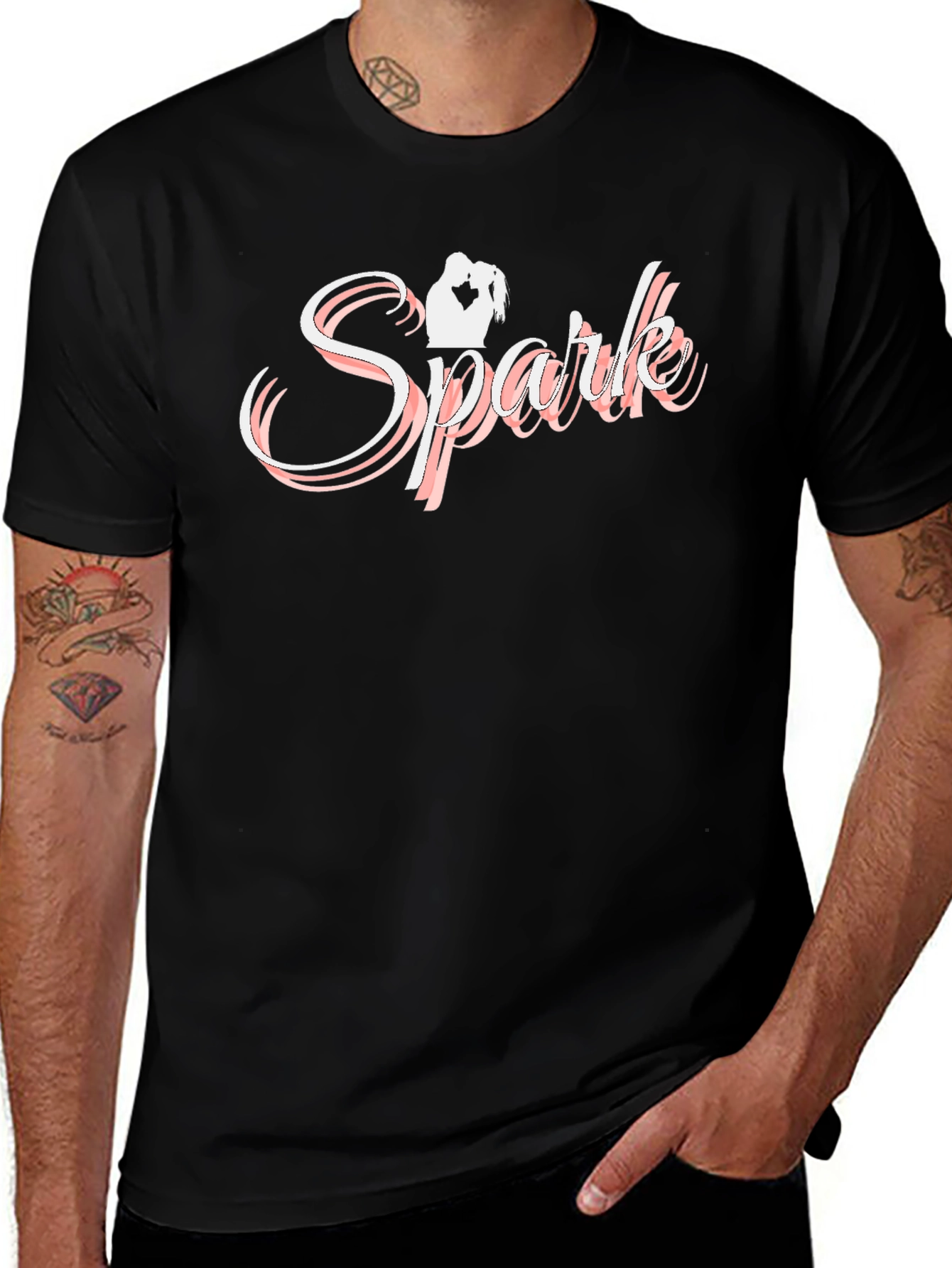 Variant 16 of Spark Romance T-Shirt - Black Crew Neck Tee