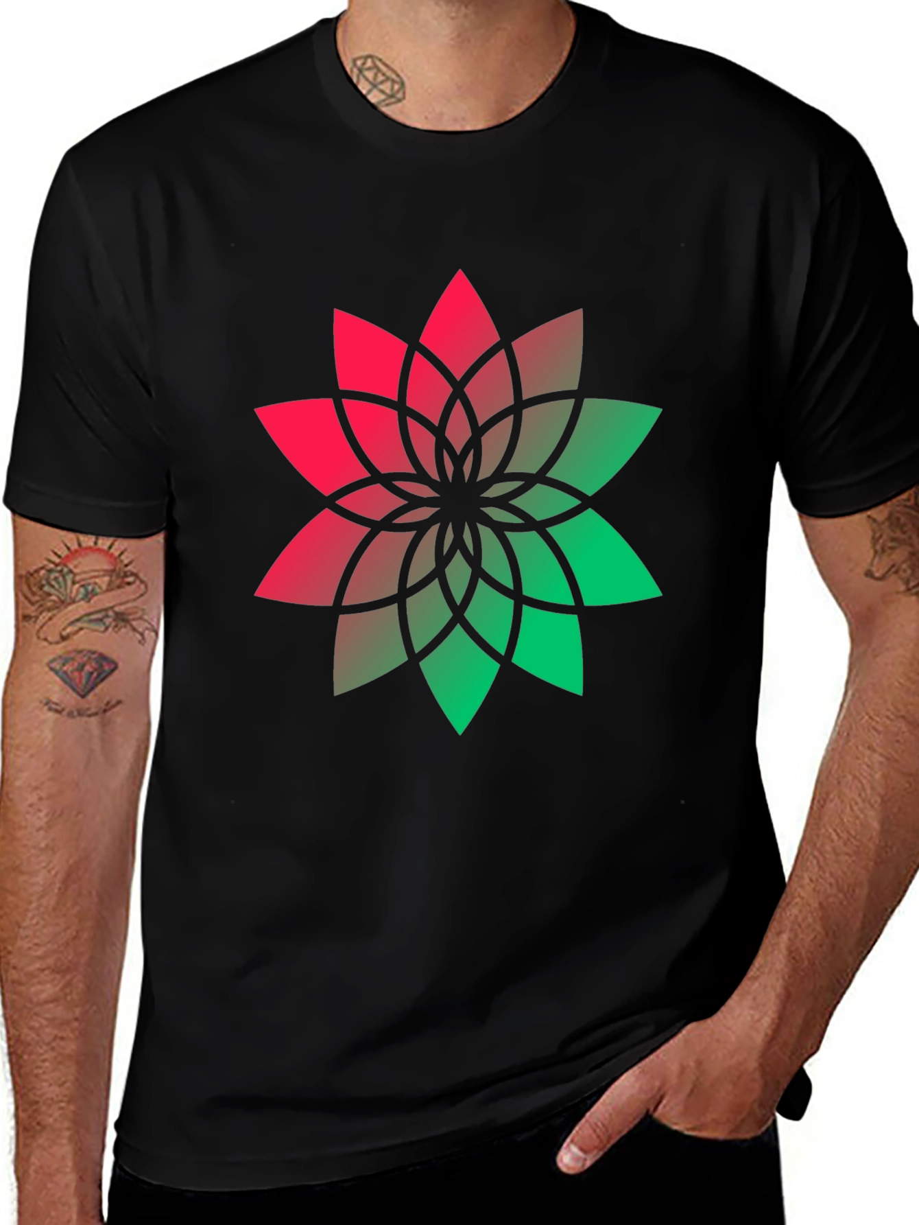 Variant 25 of Geometric Flower Graphic Tee - Modern Style