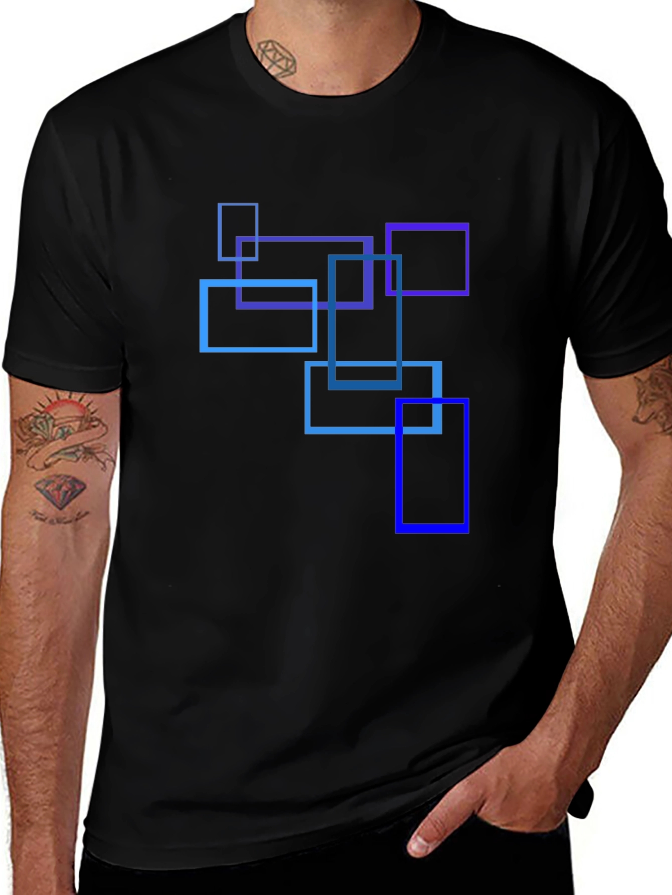 Variant 6 of Abstract Squares Graphic Tee - Modern Design