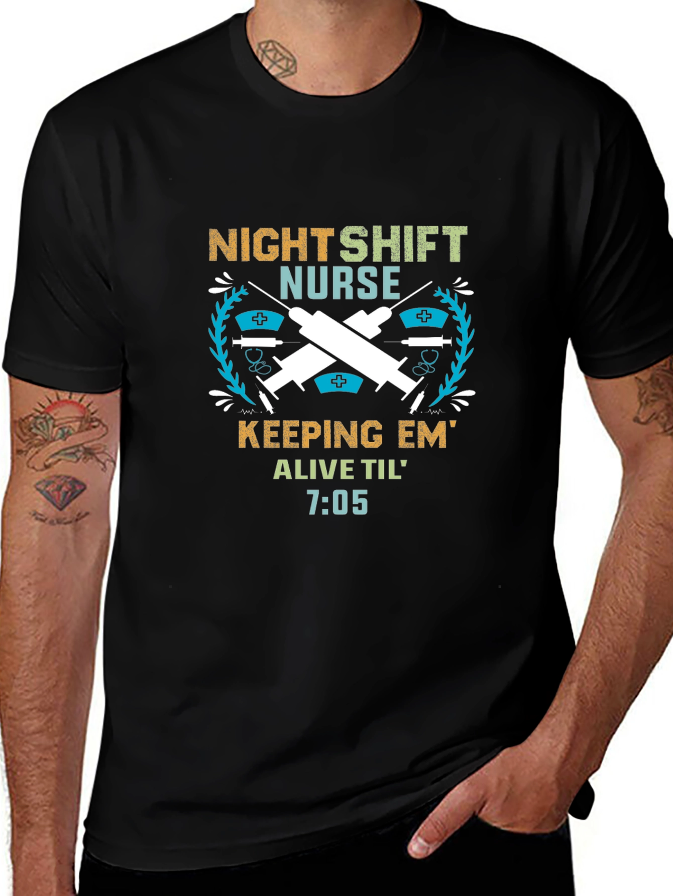 Variant 26 of Night Shift Nurse T-Shirt: Keeping 'Em Alive!