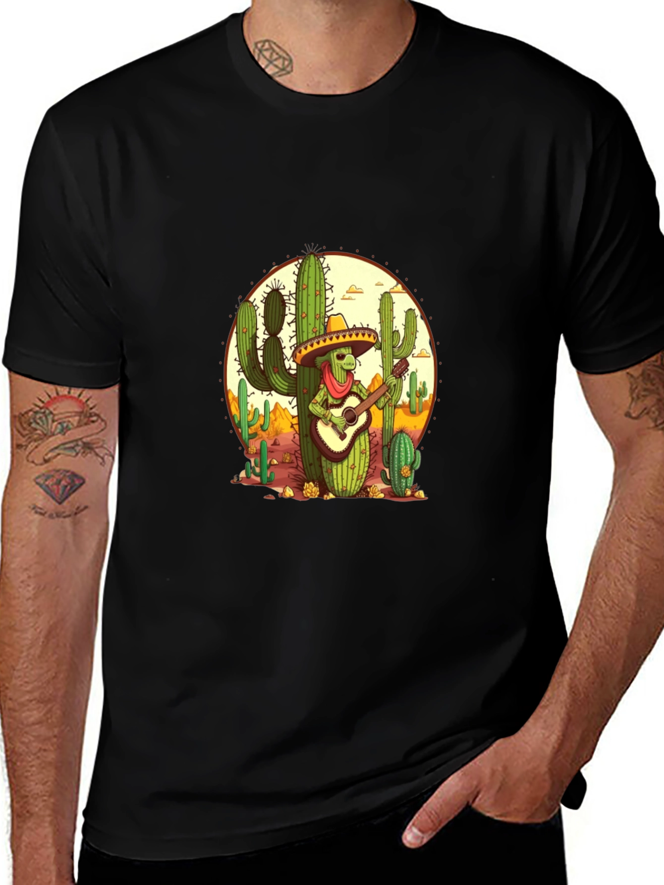 Variant 30 of Cactus Mariachi Graphic Tee - Black