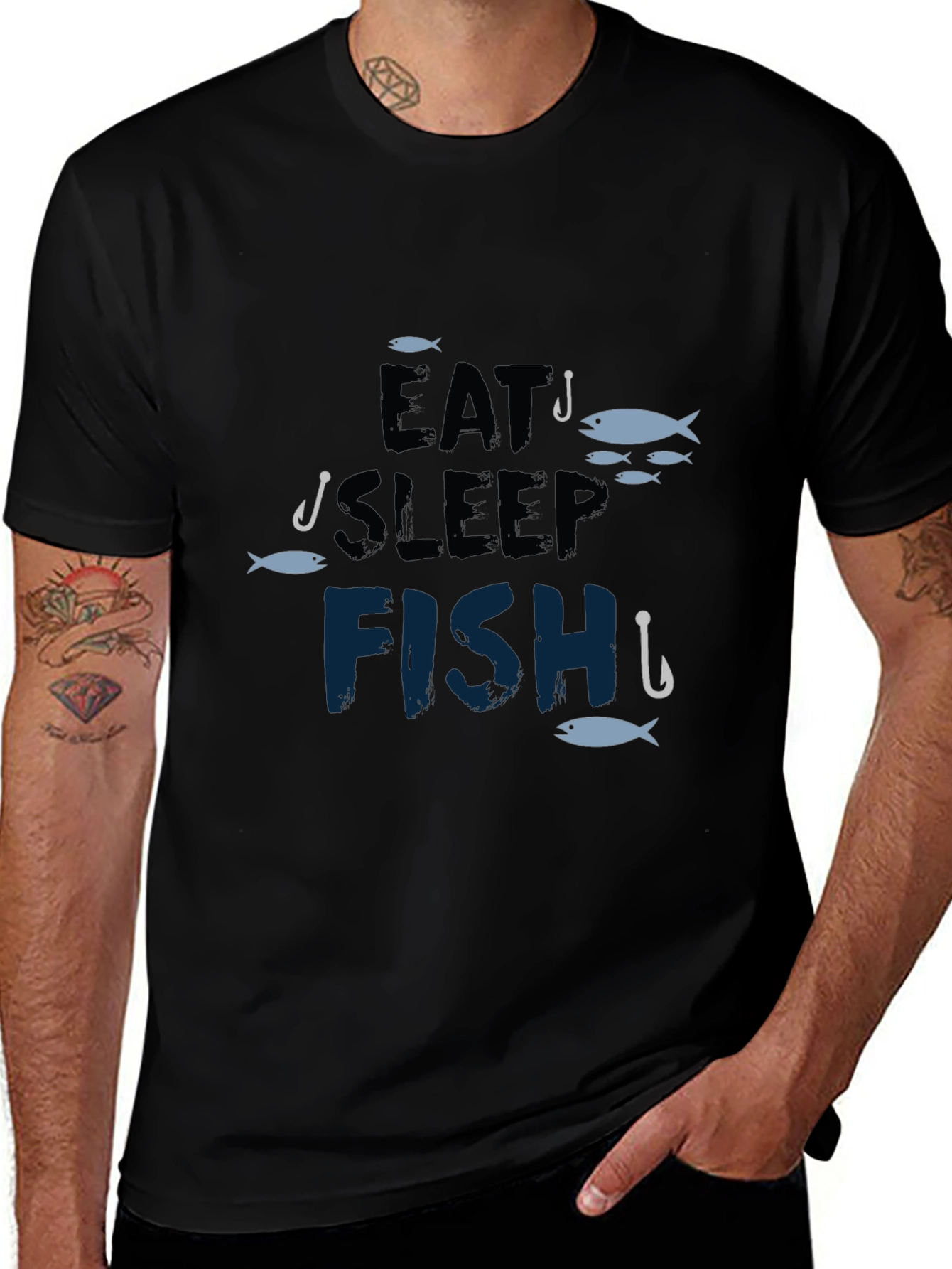 Variant 16 of Eat Sleep Fish Black T-Shirt