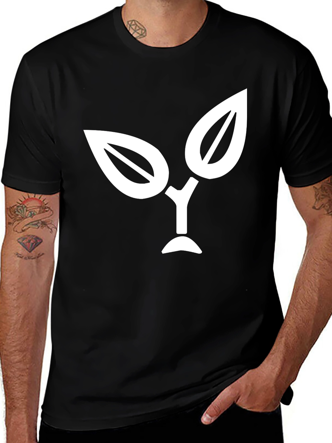Variant 28 of Nature Logo Black T-Shirt - Modern Leaf Design