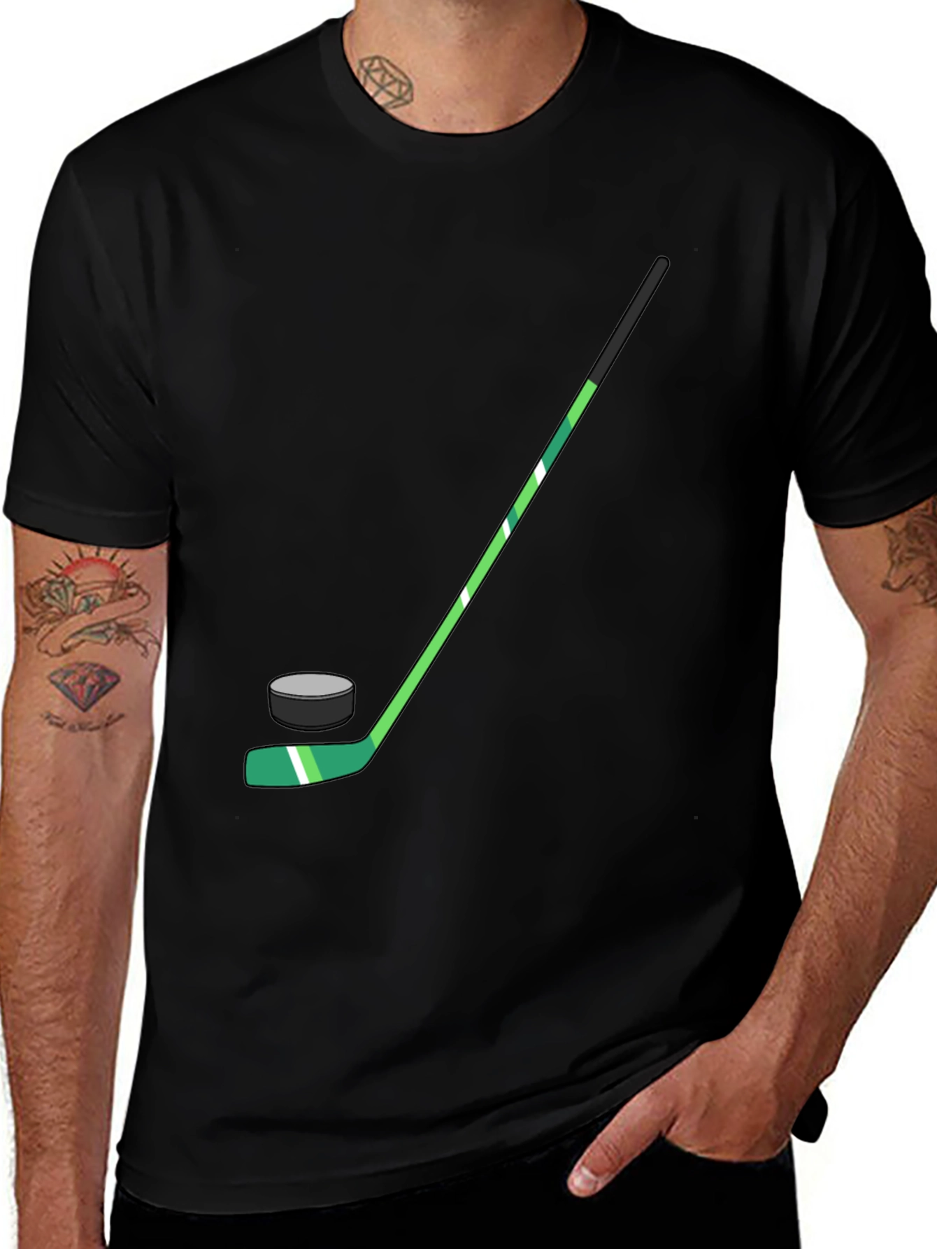 Variant 14 of Hockey Stick & Puck Graphic Tee - Black