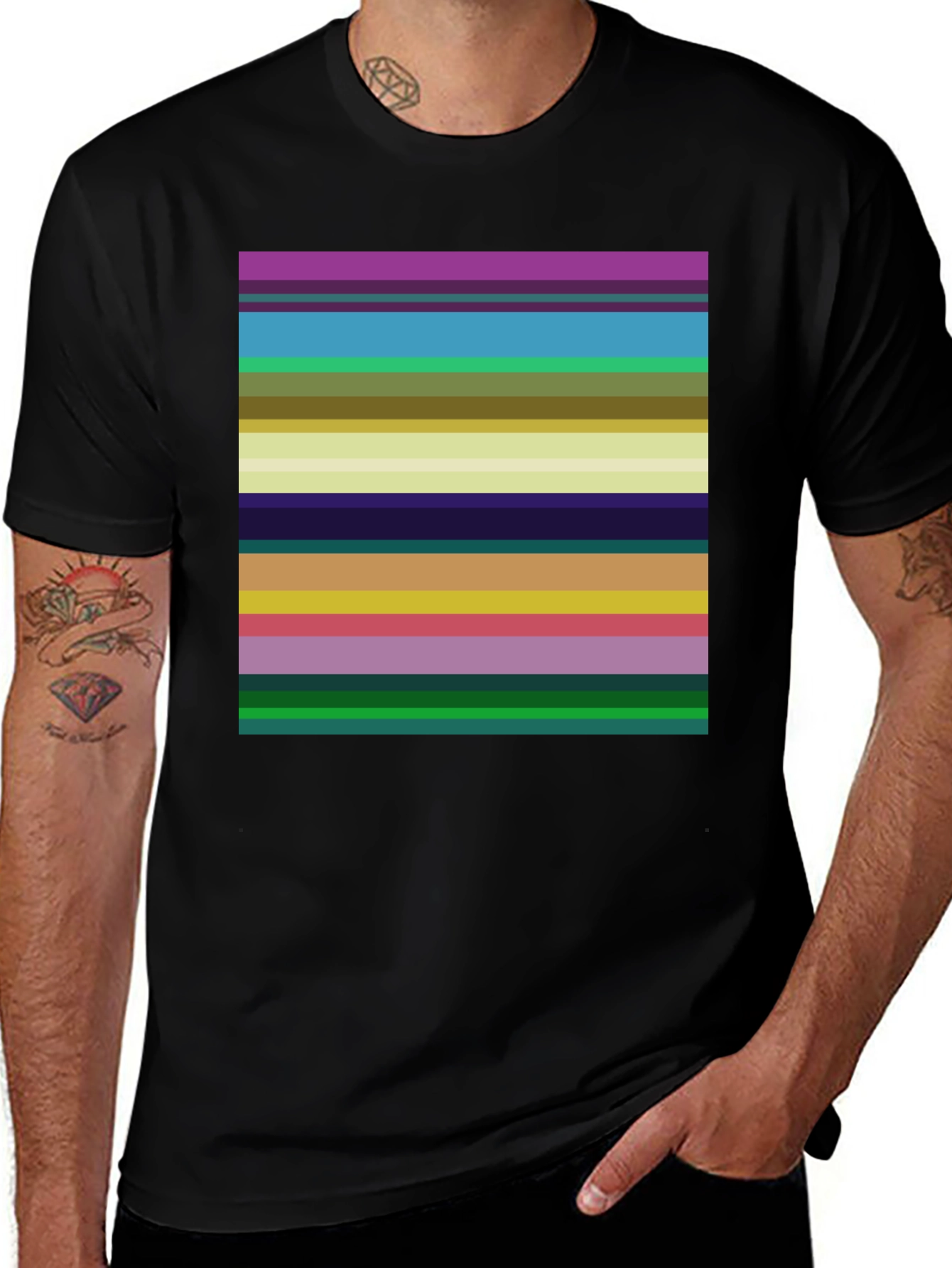 Variant 3 of Retro Striped T-Shirt - Bold & Colorful Design