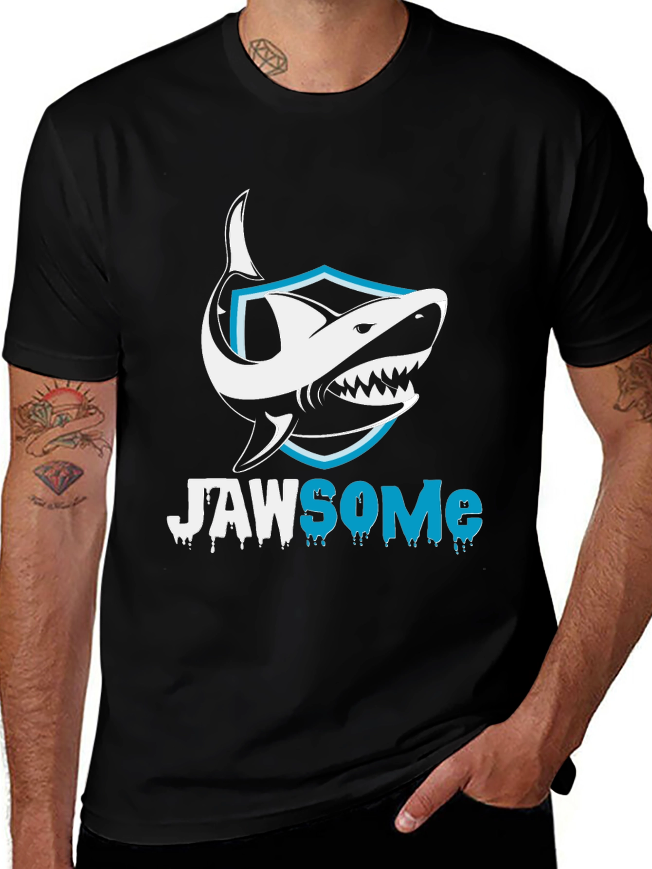 Variant 26 of Jawsome Shark Graphic T-Shirt - Black Cotton Tee