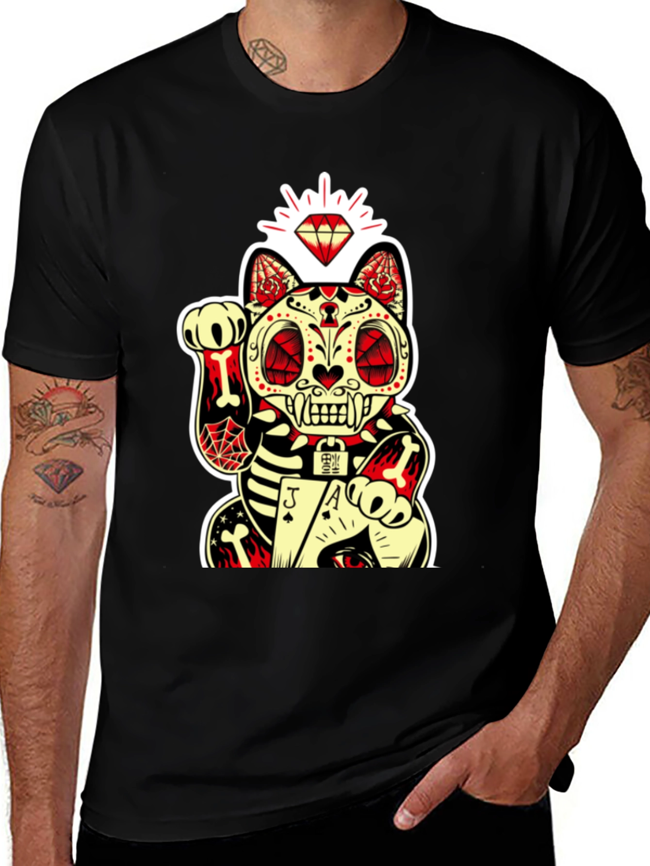 Variant 11 of Lucky Cat Dia de los Muertos Graphic Tee