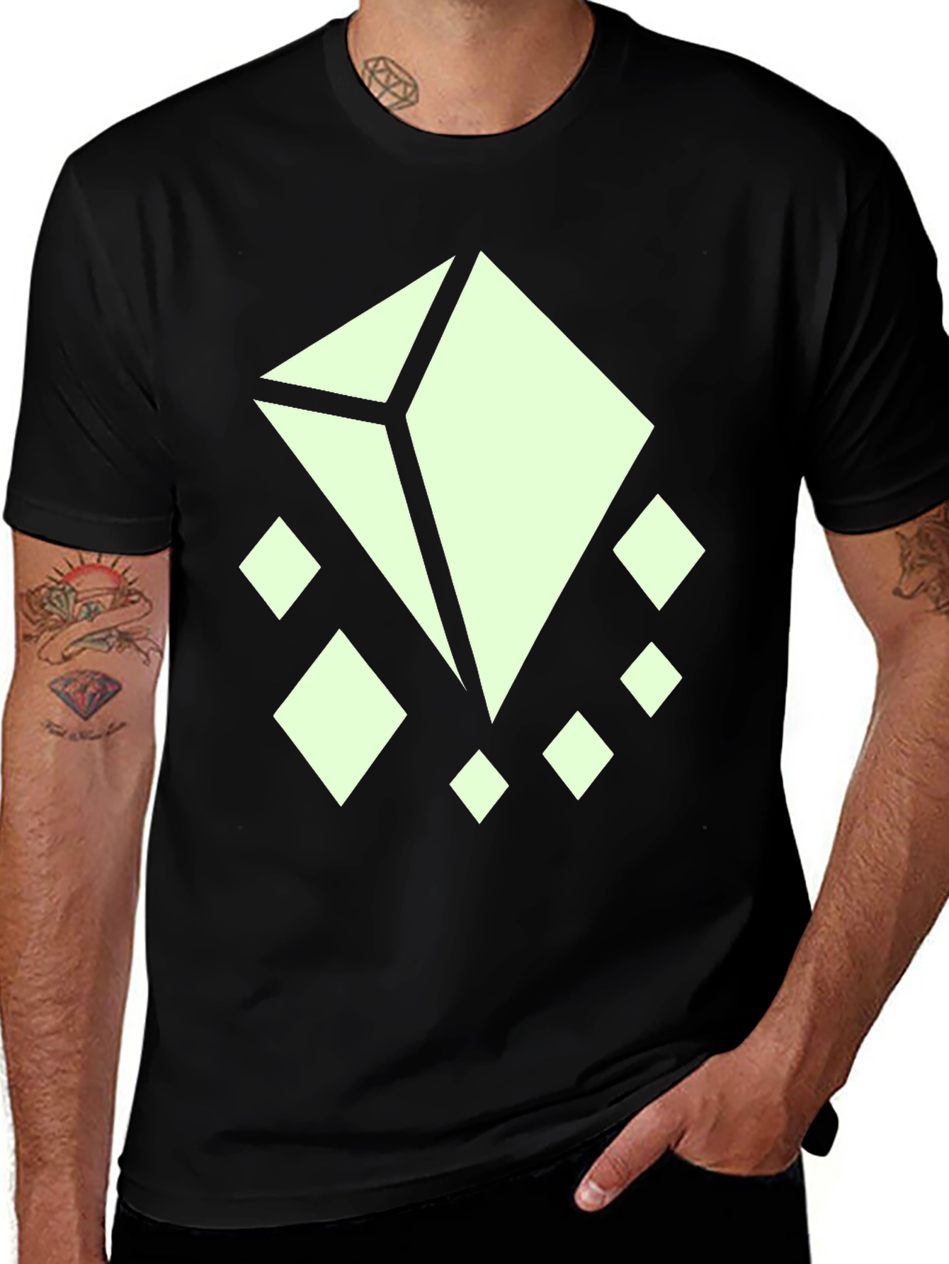 Variant 11 of Abstract Diamond Graphic Tee - Stylish Black T-Shirt