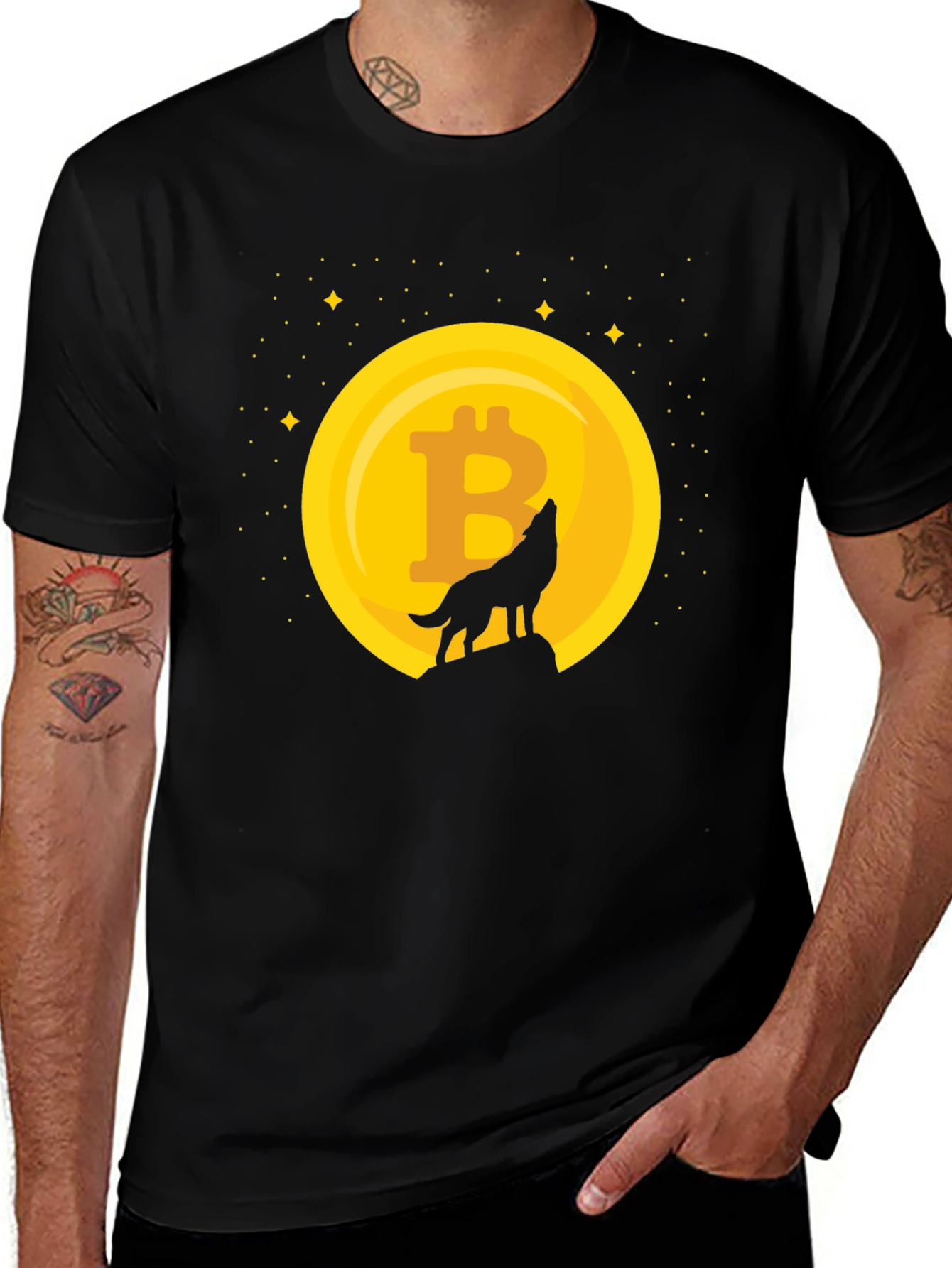 Bitcoin Moon Howl T-Shirt - Crypto Wolf