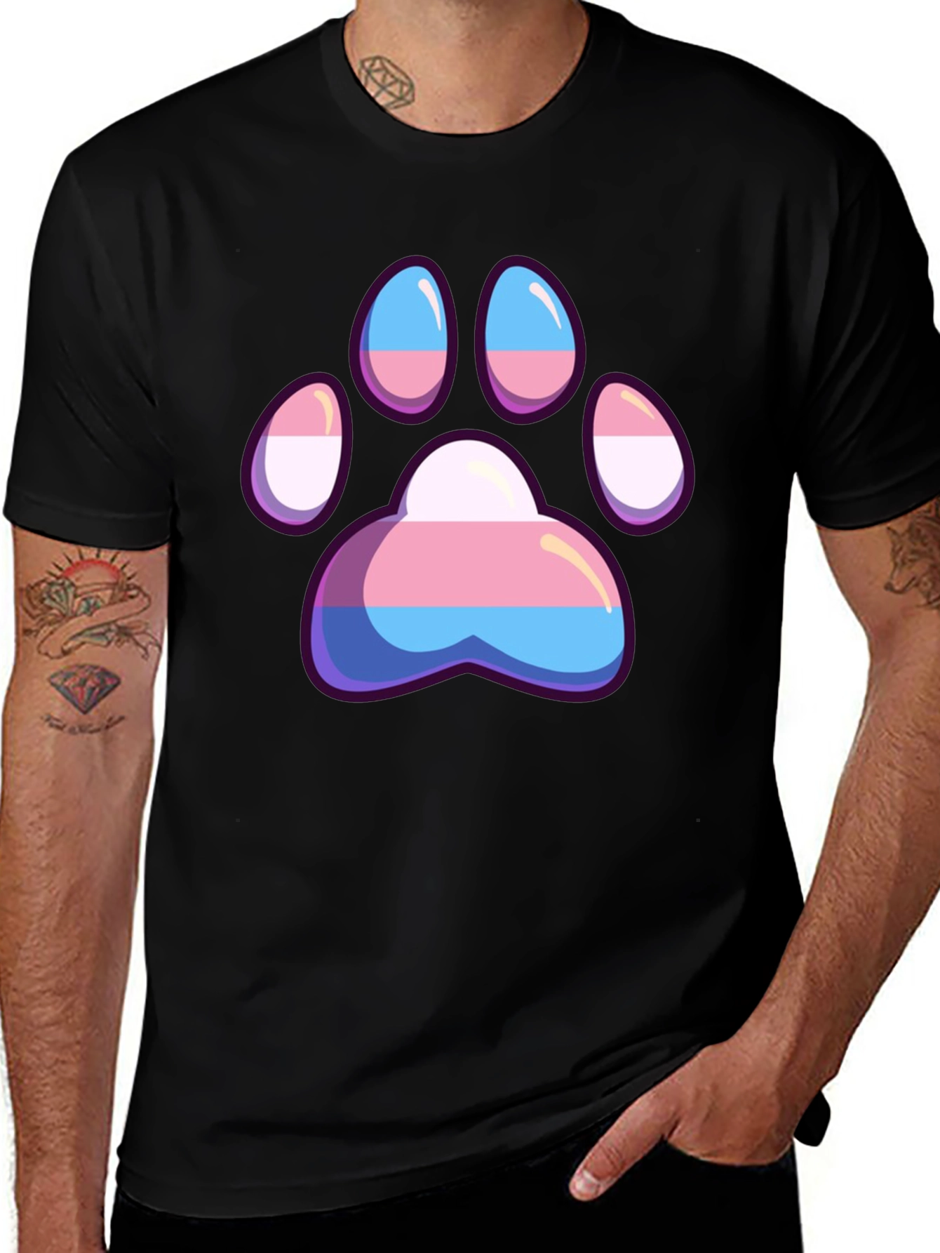 Variant 23 of Transgender Pride Paw Print T-Shirt
