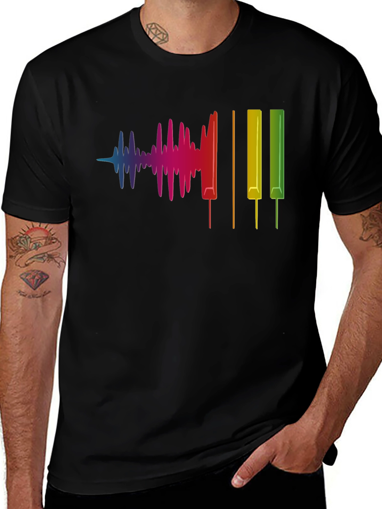 Variant 8 of Rainbow Soundwave Piano Key T-Shirt - Music Lover Tee