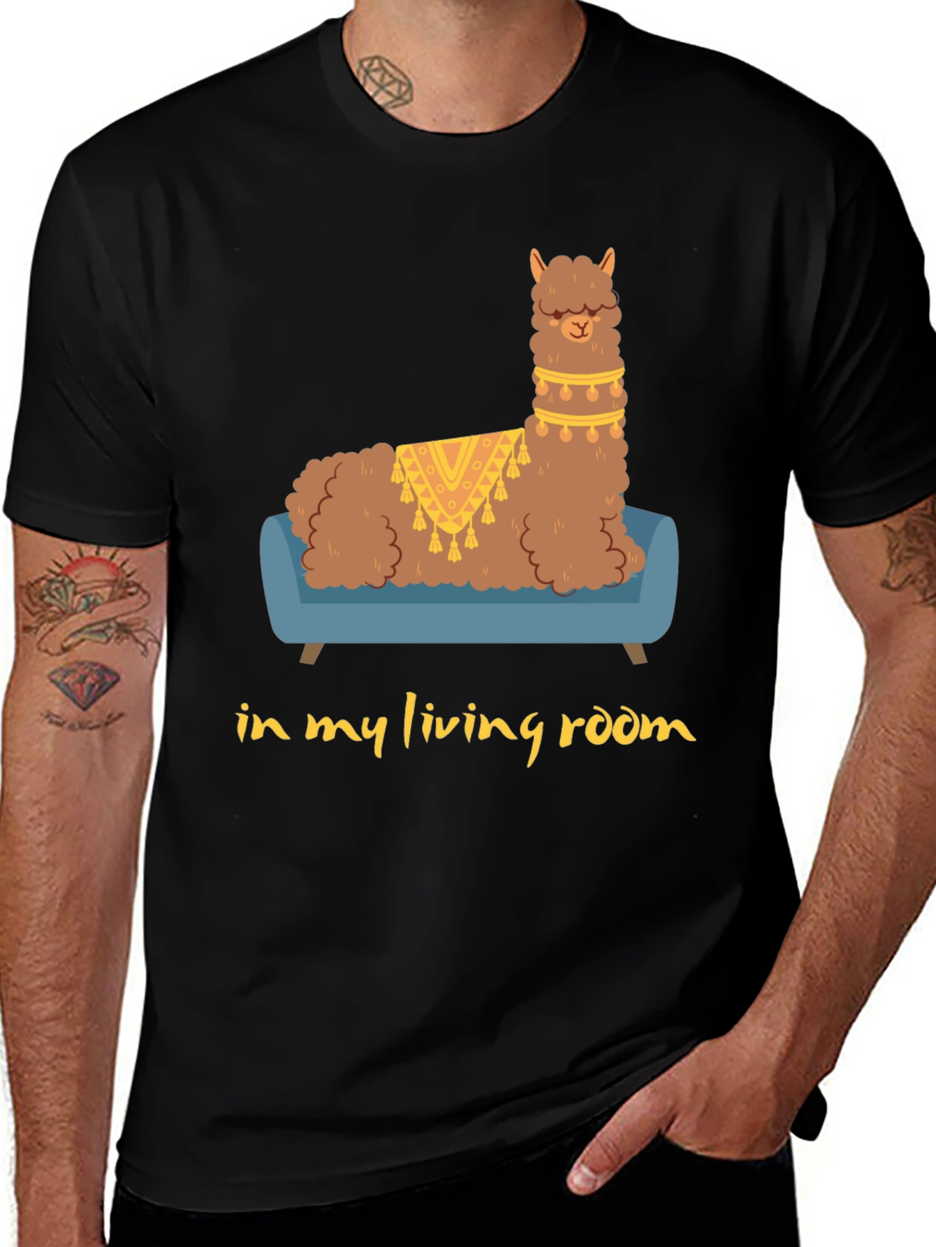 Variant 16 of Llama on Couch Graphic Tee