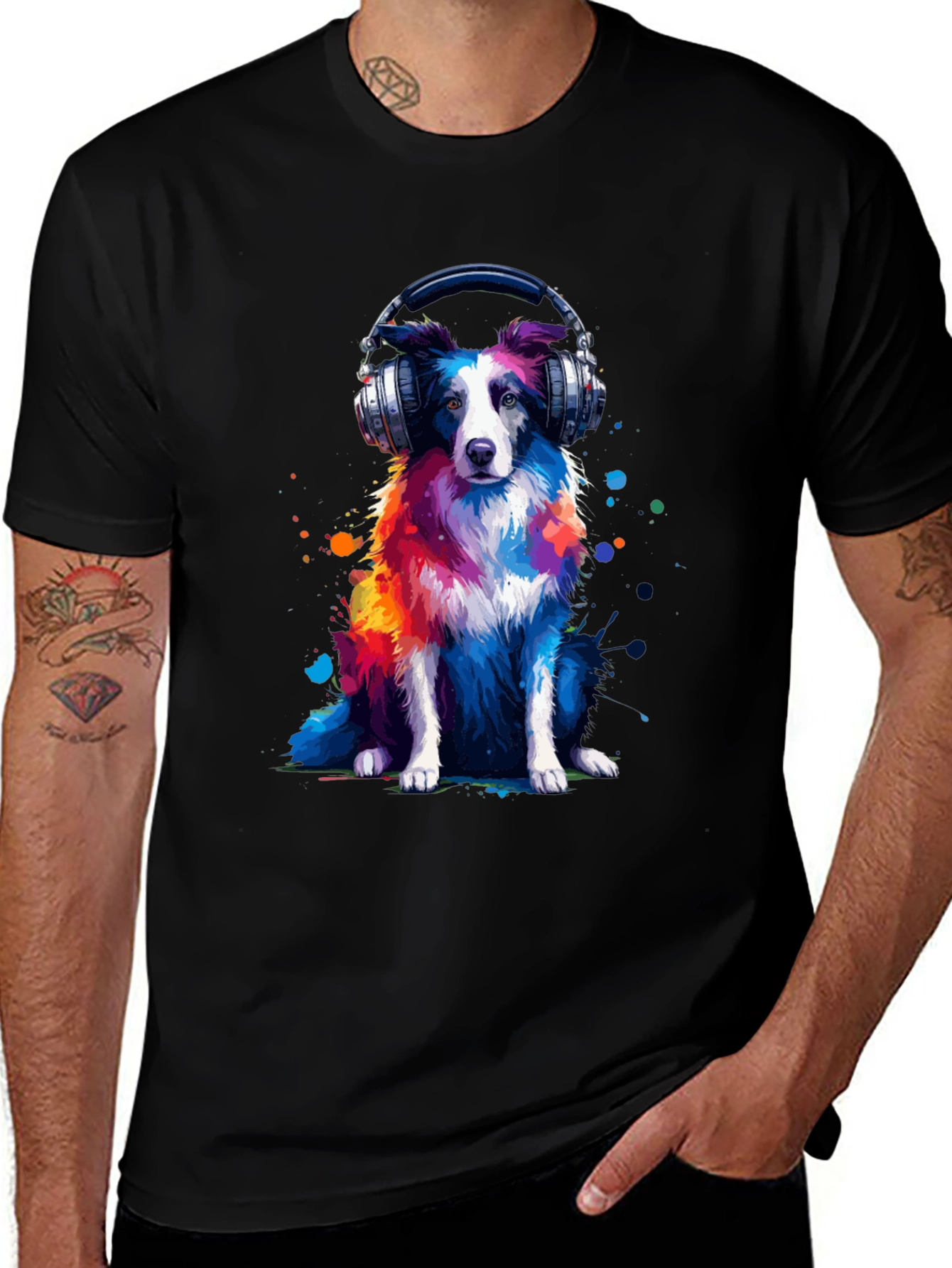 Variant 24 of Dog with Headphones Graphic Tee