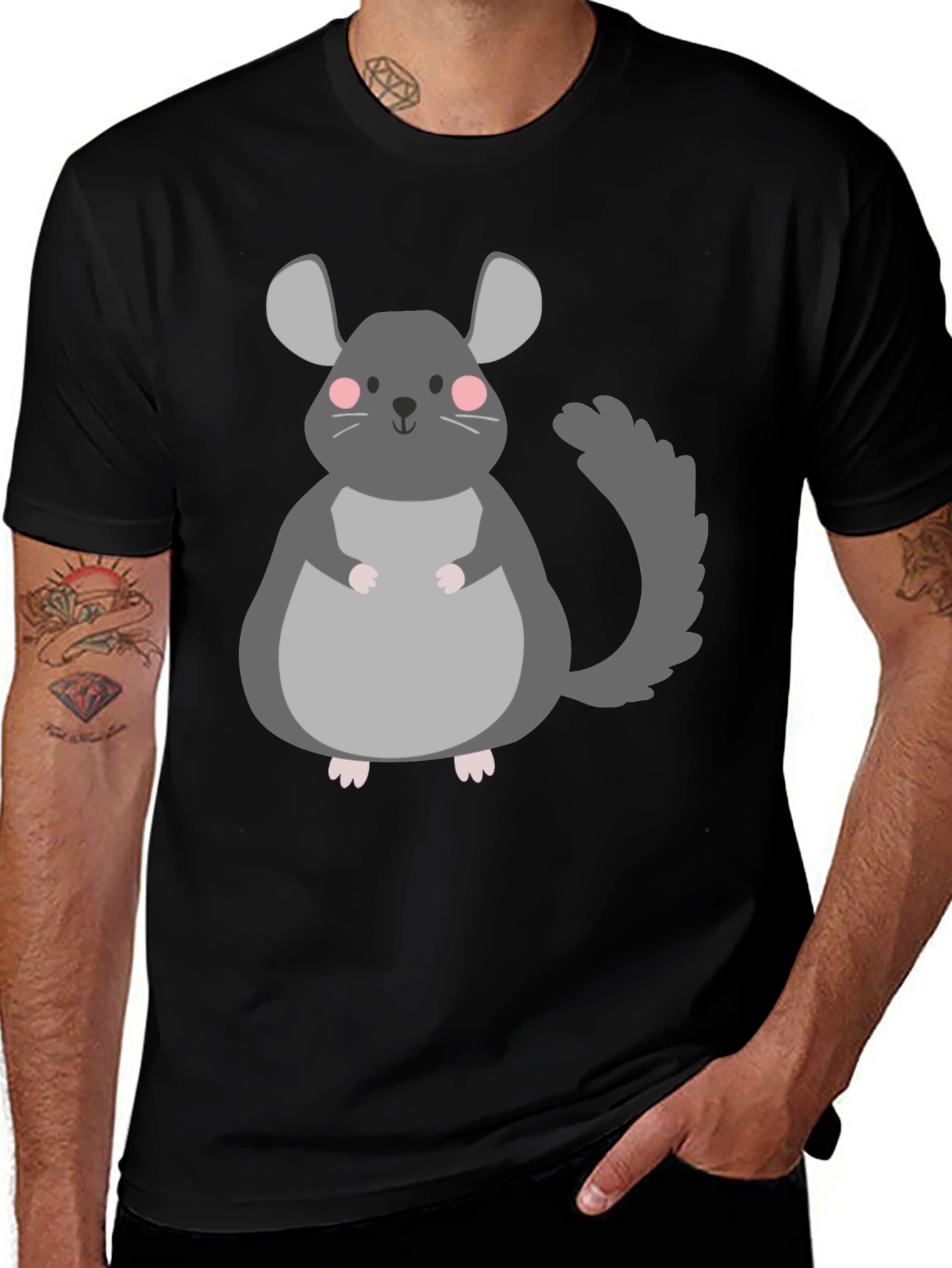Variant 21 of Cute Chinchilla Graphic T-Shirt - Unisex Black Tee