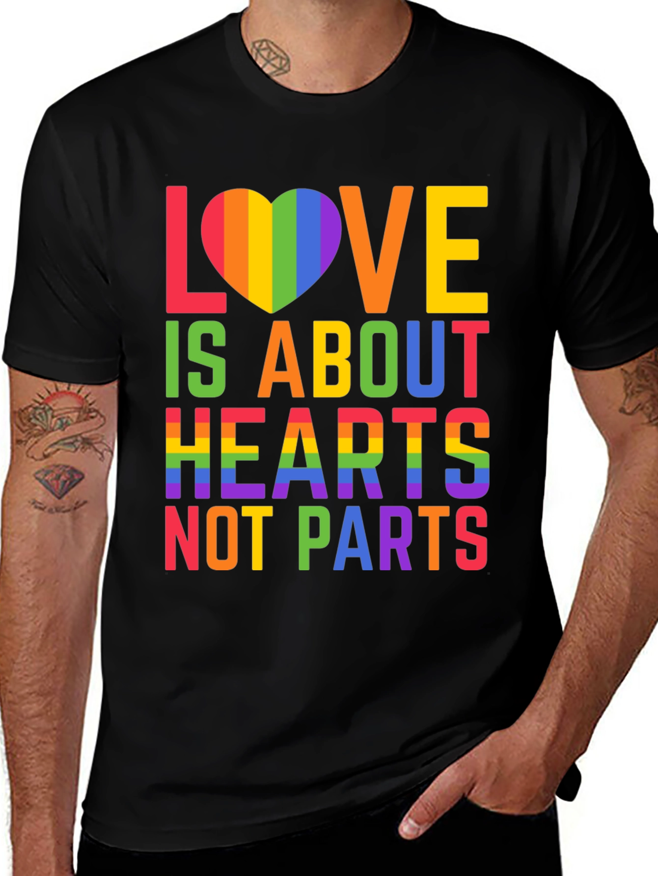Love is About Hearts Not Parts LGBTQ Pride T-Shirt