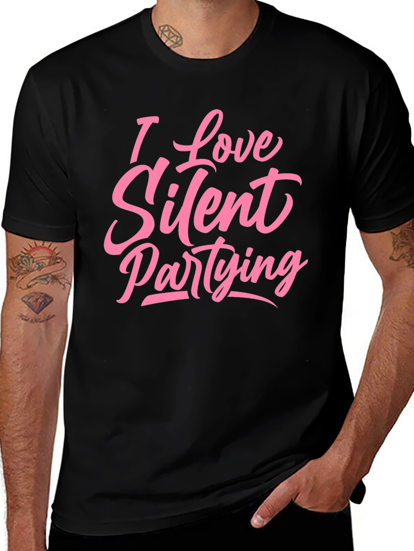 Variant 21 of I Love Silent Partying T-Shirt - Black