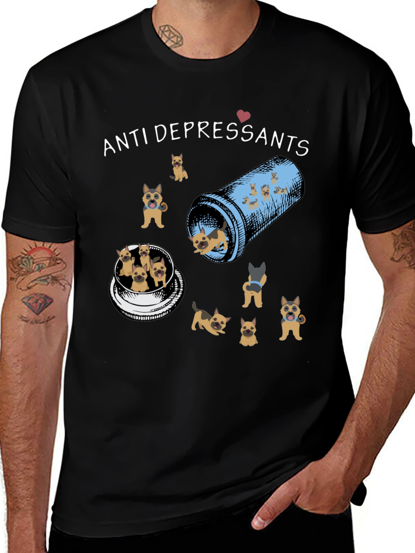 Variant 15 of Anti-Depressants T-Shirt with Dog Design