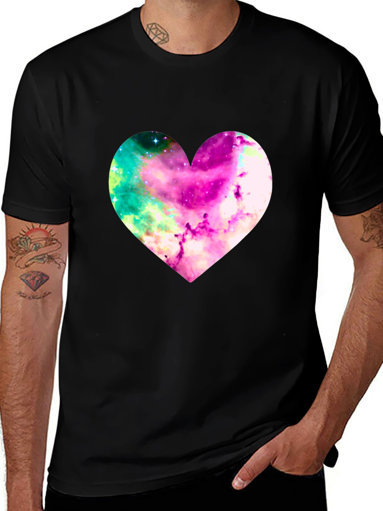 Variant 8 of Galaxy Heart Graphic Tee - Stylish Men's T-Shirt
