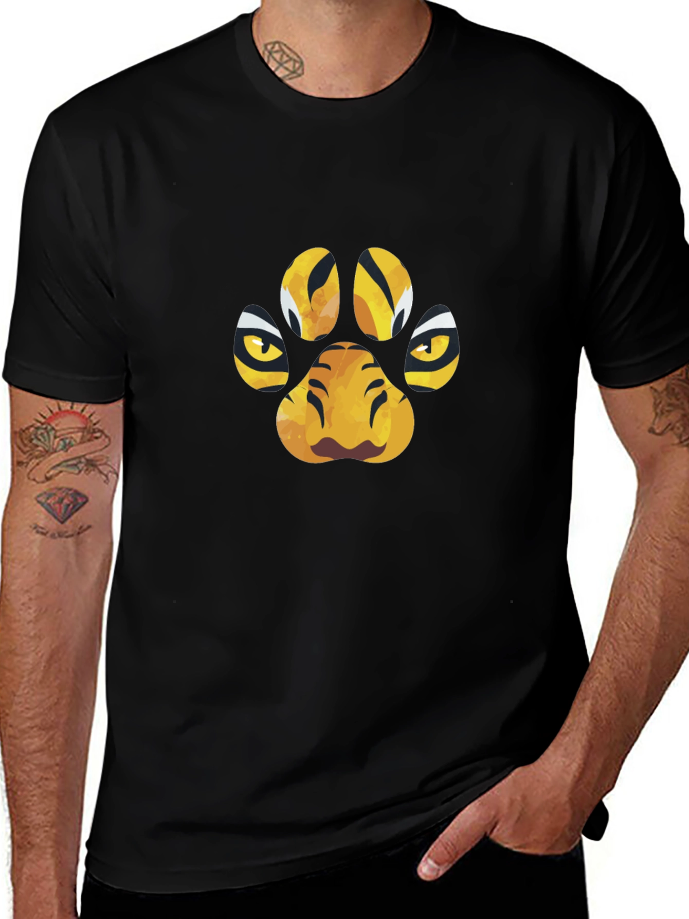 Variant 6 of Tiger Paw Print Graphic Tee - Cool Animal Design