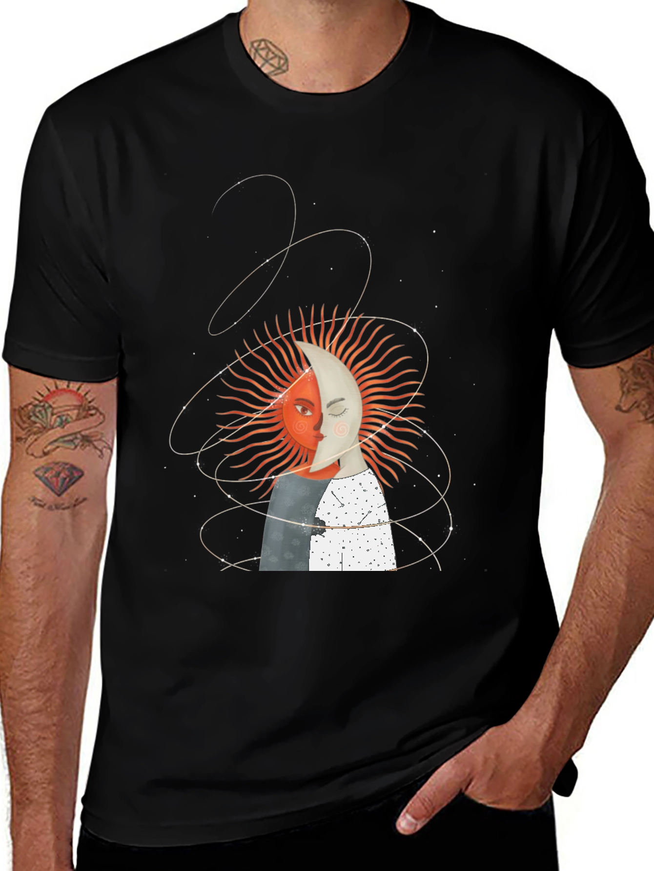 Variant 17 of Sun & Moon Graphic Tee - Celestial T-Shirt