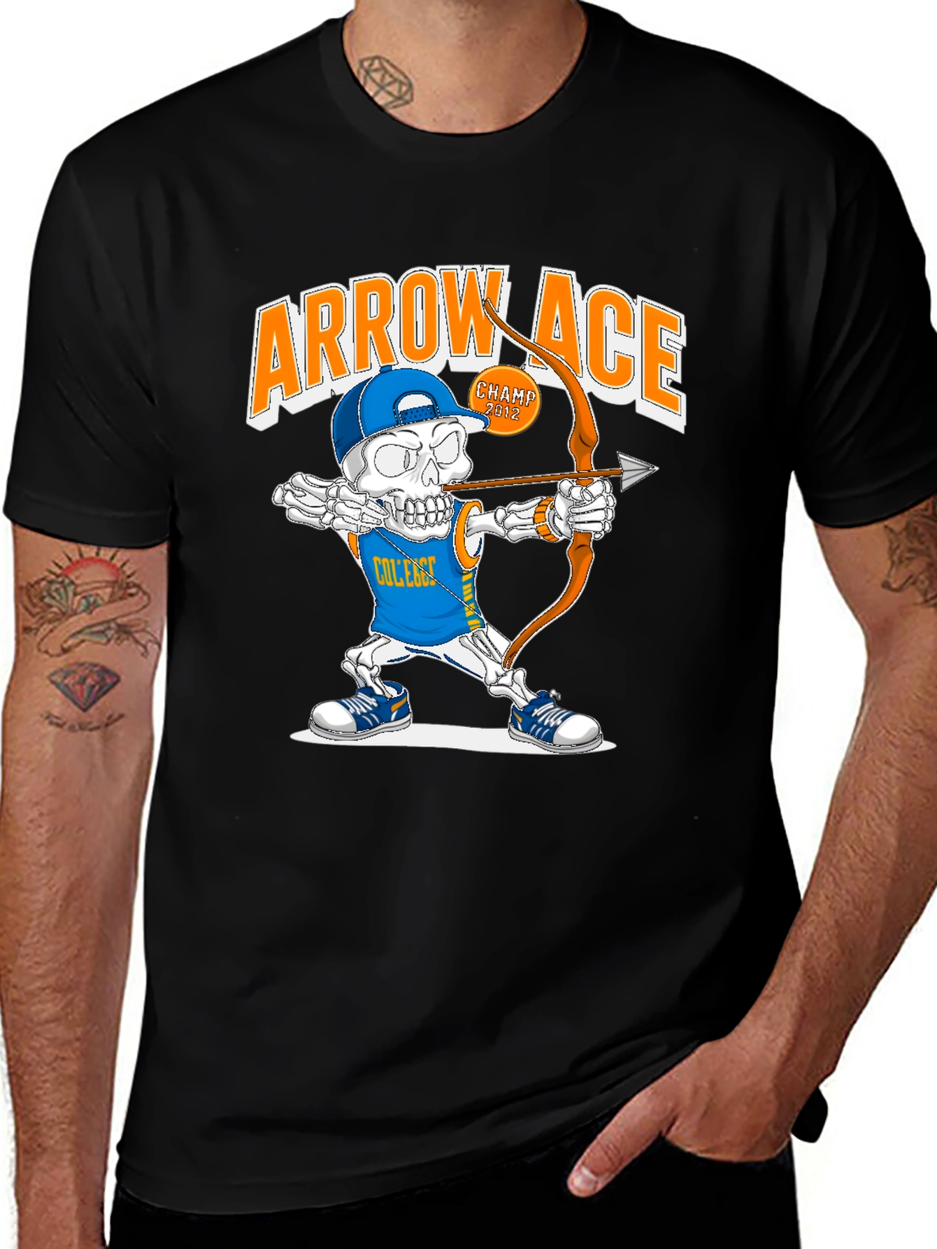 Variant 30 of Arrow Ace College Skeleton Archer Graphic T-Shirt