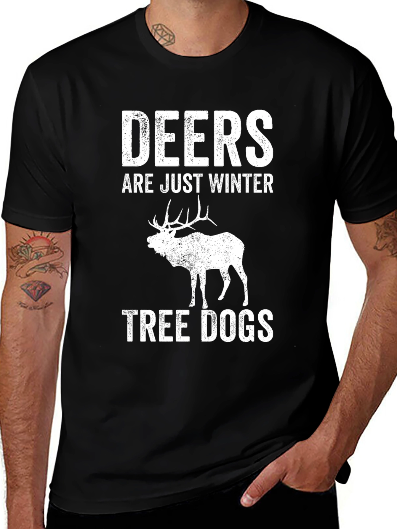 Variant 11 of Deers Are Just Winter Tree Dogs Graphic Tee