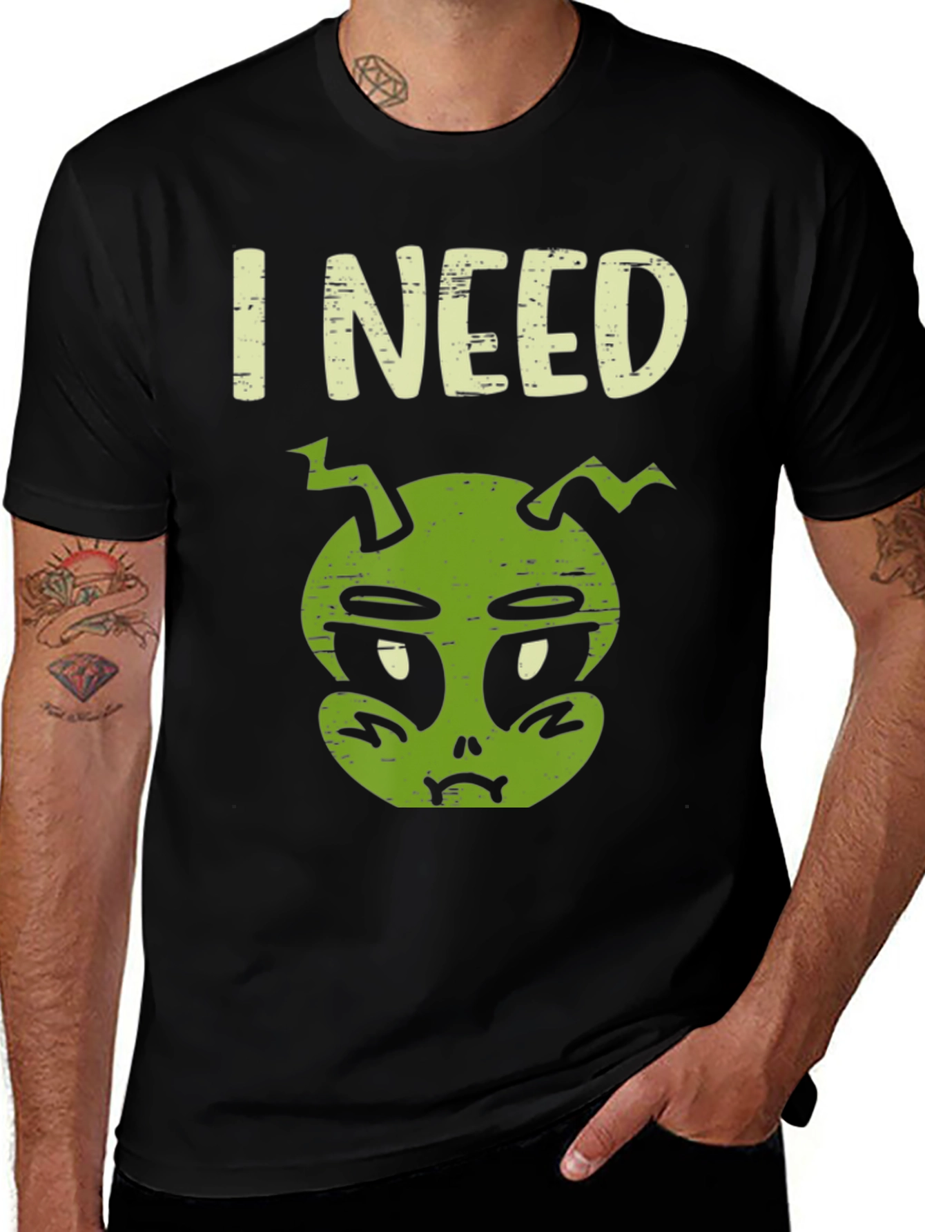 Variant 10 of I Need Space Alien Graphic Tee - Soft Black Cotton