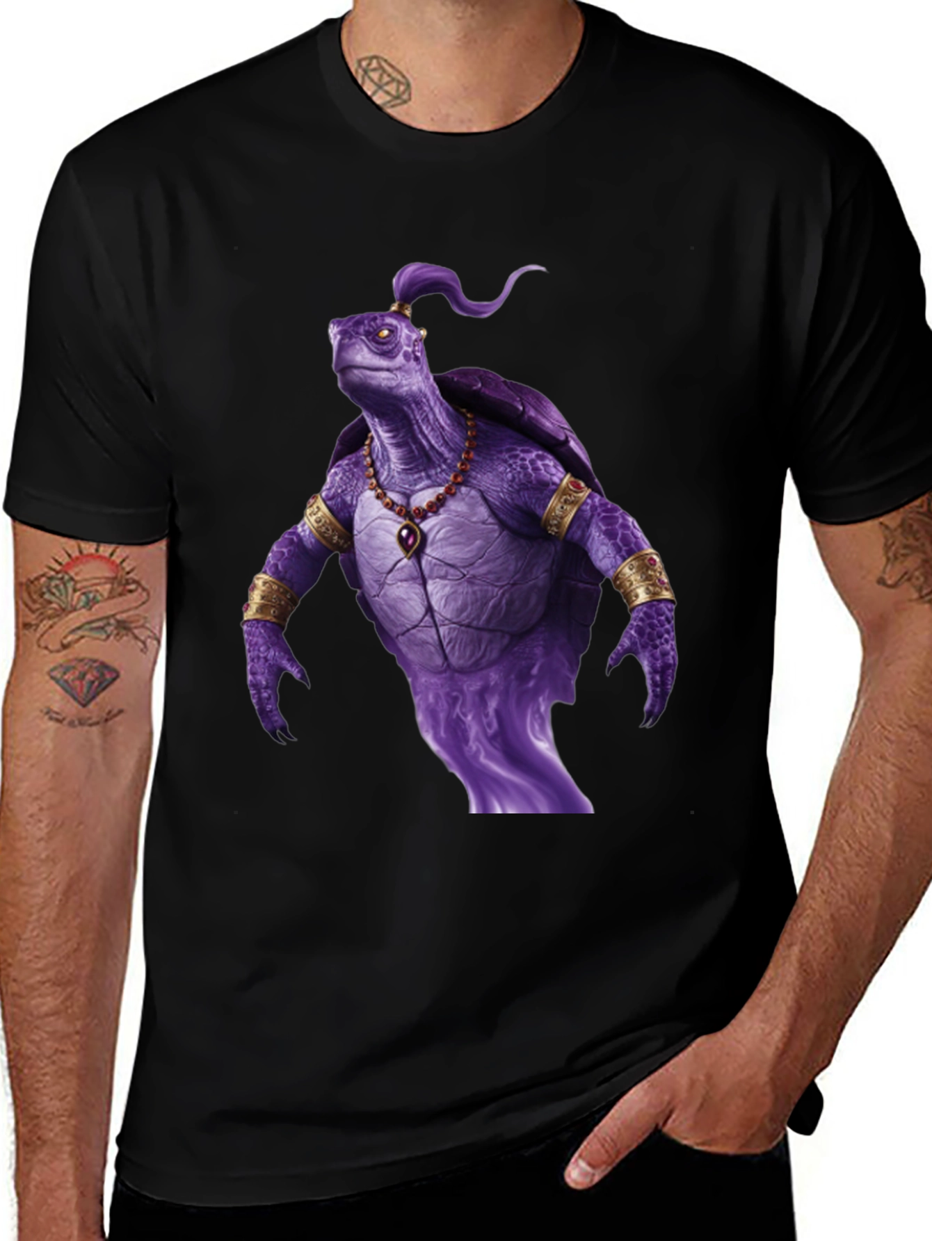 Variant 4 of Mystic Turtle Graphic Tee - Black Cotton Blend