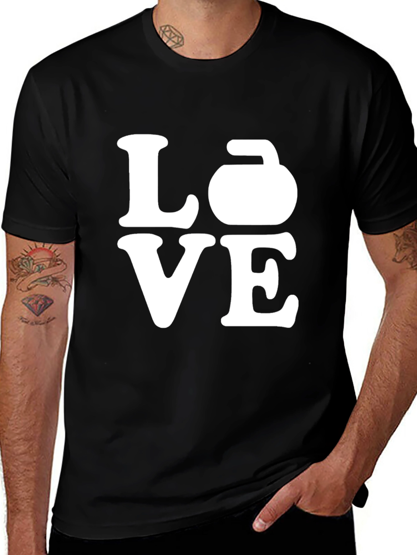 Variant 25 of Love Curling T-Shirt - Black Graphic Tee
