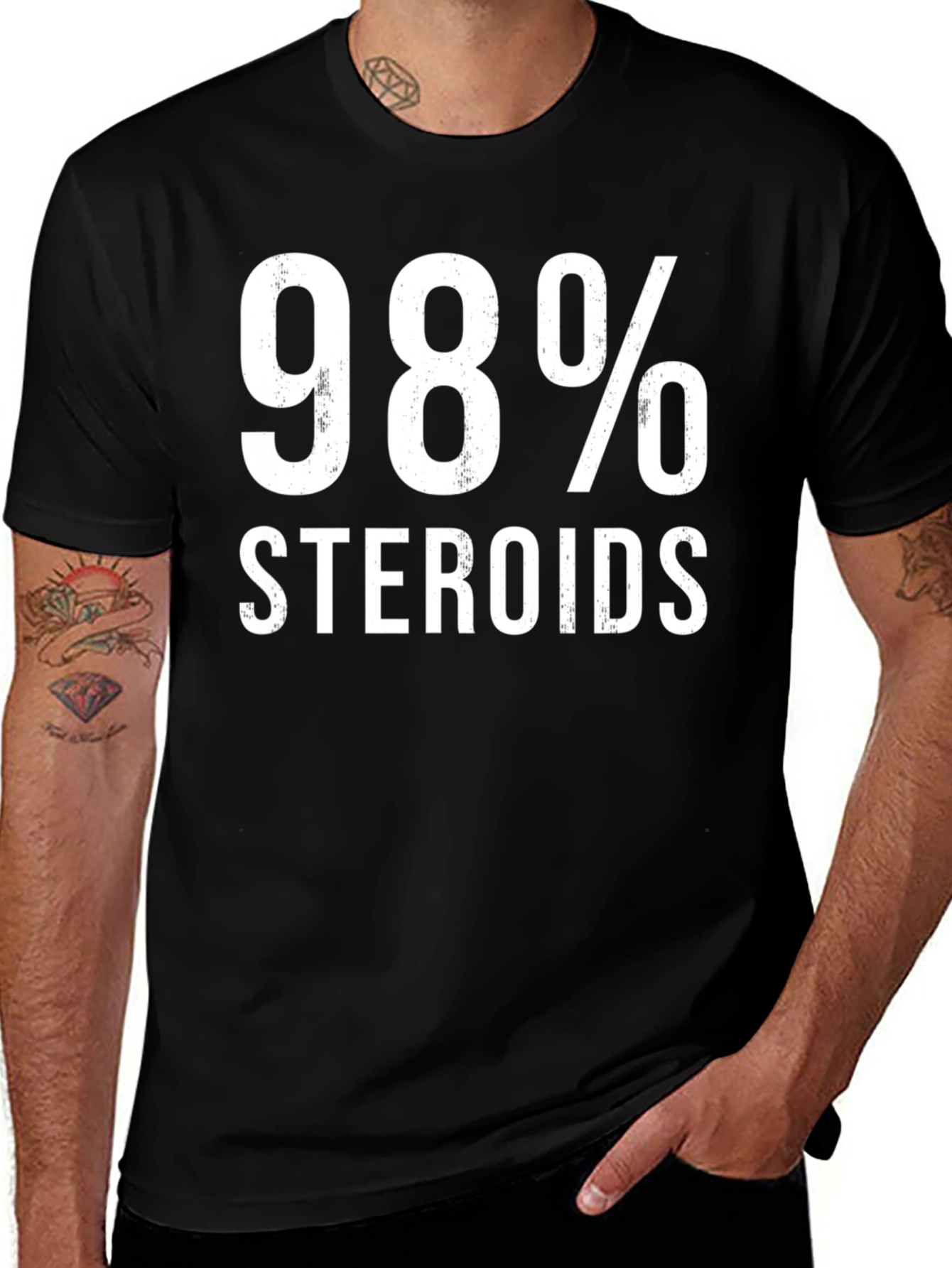 Variant 18 of 98% Steroids Funny Gym Workout T-Shirt