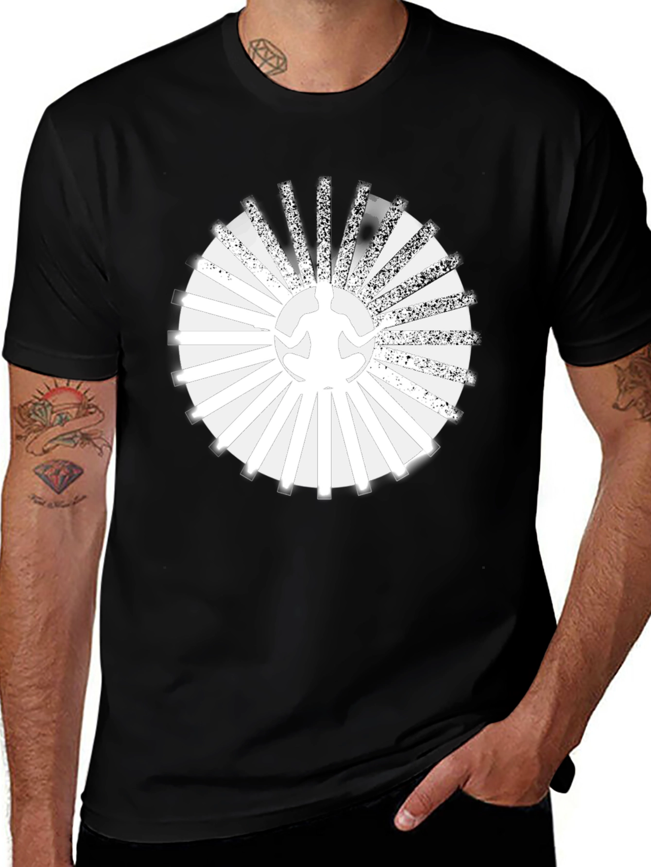 Zen Circle Graphic Tee - Meditating Silhouette Design