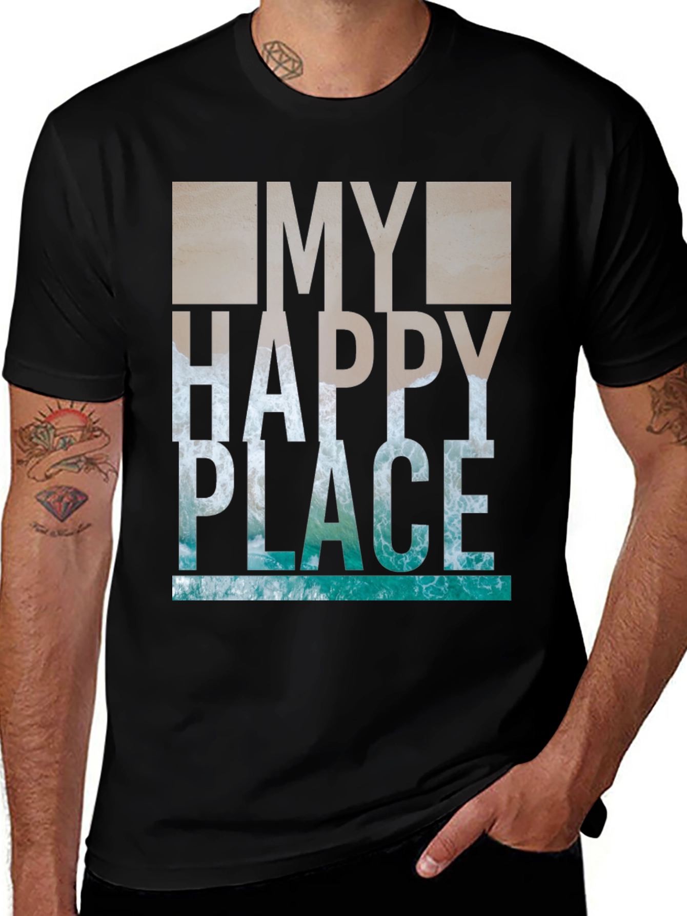 Variant 29 of My Happy Place T-Shirt - Ocean Wave Graphic Tee