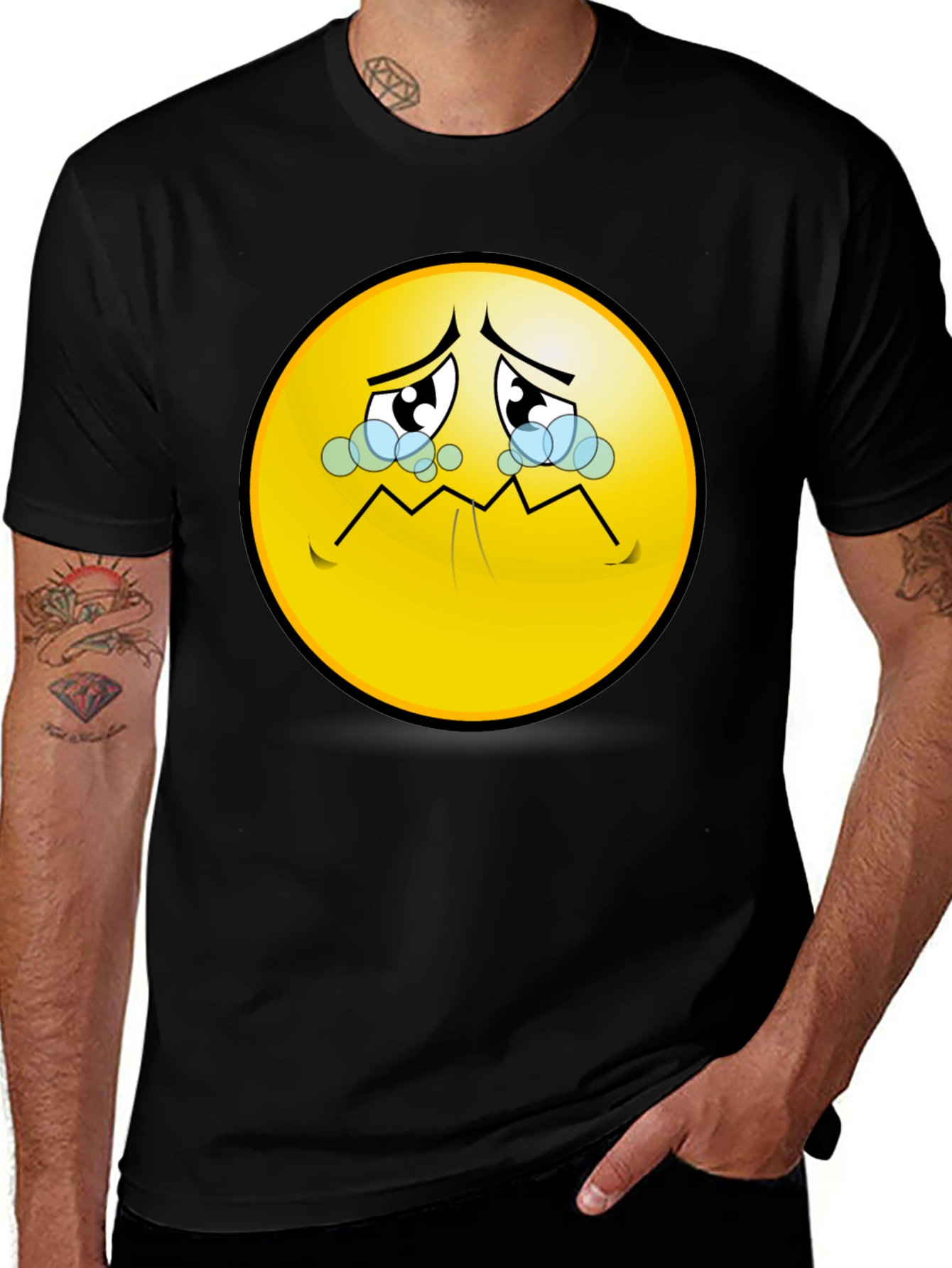 Variant 21 of Sad Emoji T-Shirt - Black Graphic Tee