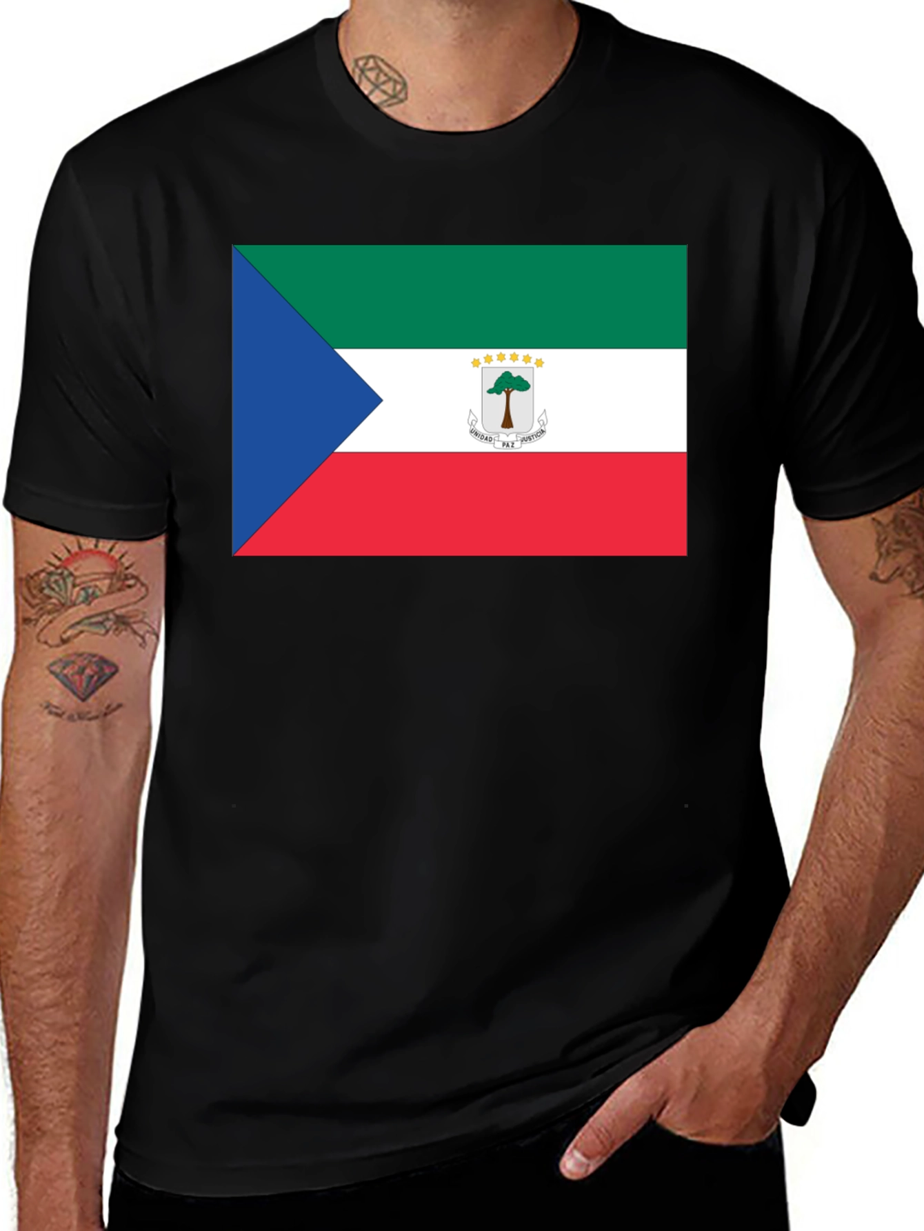 Equatorial Guinea Flag Black T-Shirt