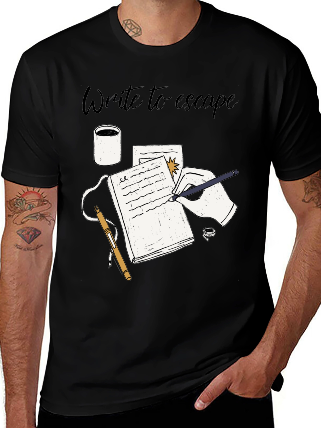 Write to Escape Black Graphic T-Shirt