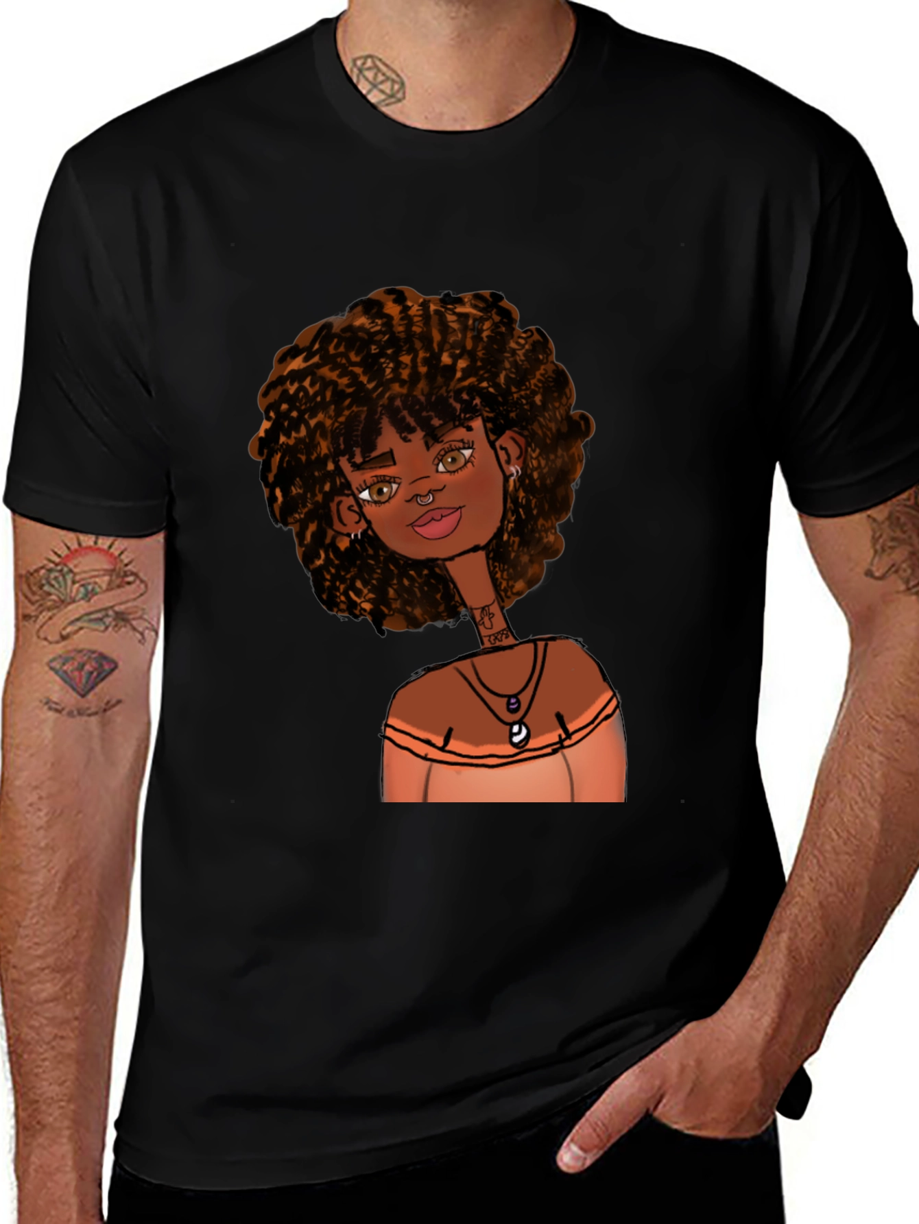 Variant 27 of Cartoon Girl Graphic Black Tee