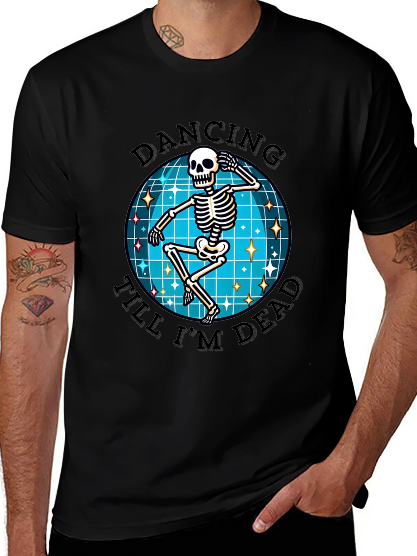 Variant 8 of Dancing Skeleton Graphic Tee - Dance Till You're Dead!