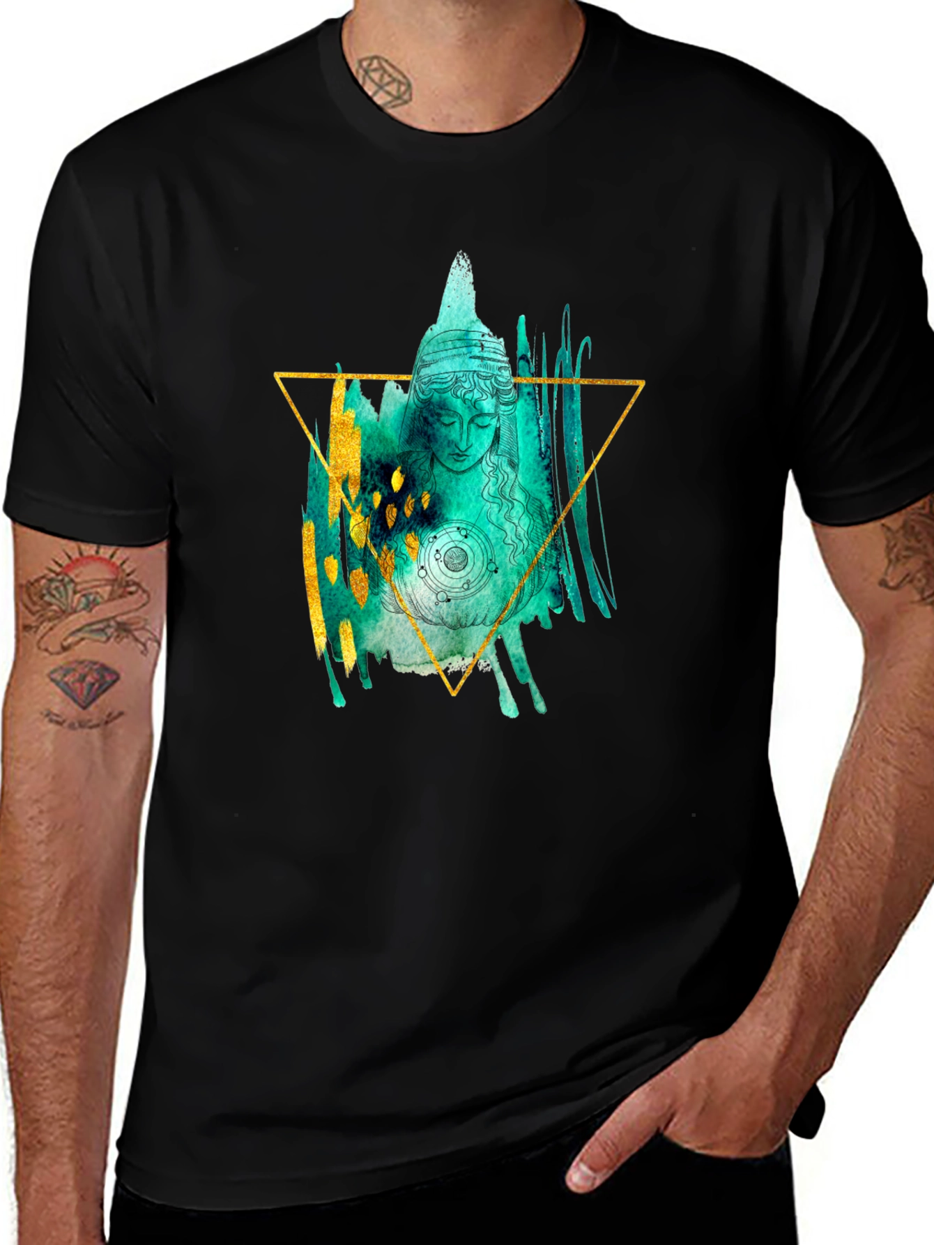 Abstract Buddha Graphic Tee - Unisex Black T-Shirt